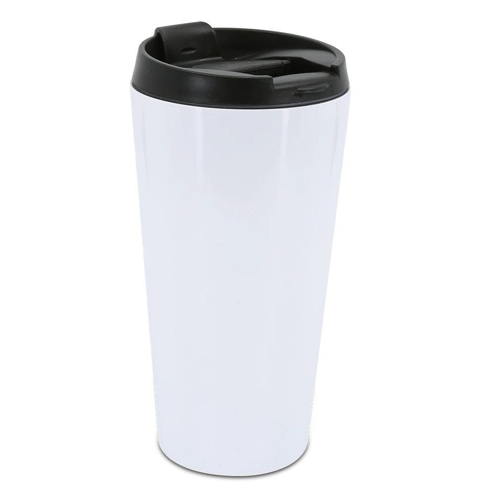 Kaffimál (hvítt) með loki stál