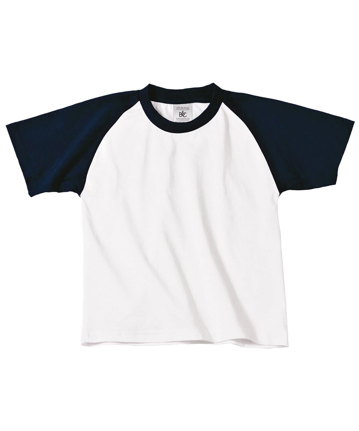 Stuttermabolur B&C Collection B111B – White/Navy – 12/14 Years