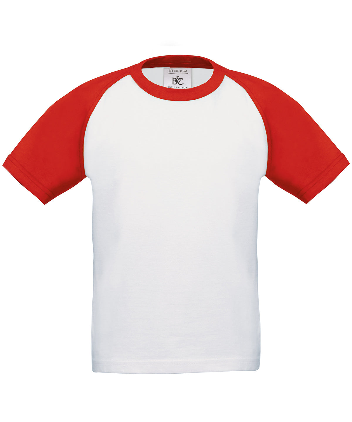 Stuttermabolur B&C Collection B111B – White/Red – 12/14 Years