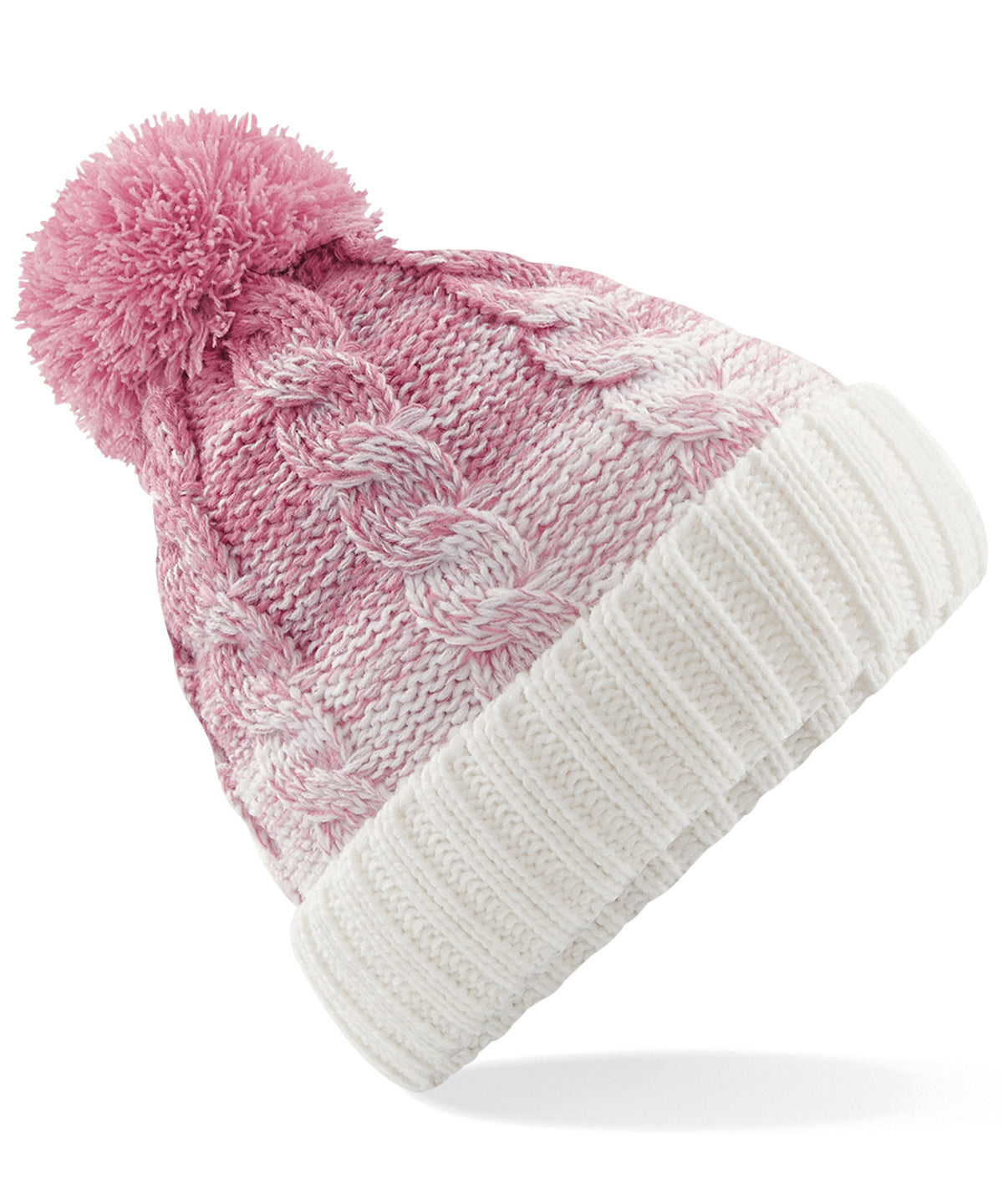 Húfa Beechfield BC459 – Dusky Pink/Off White – One size