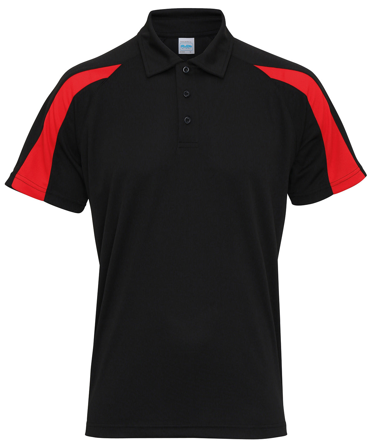 Pólóbolur AWDis Just Cool JC043 – Jet Black/Fire Red – 2XL