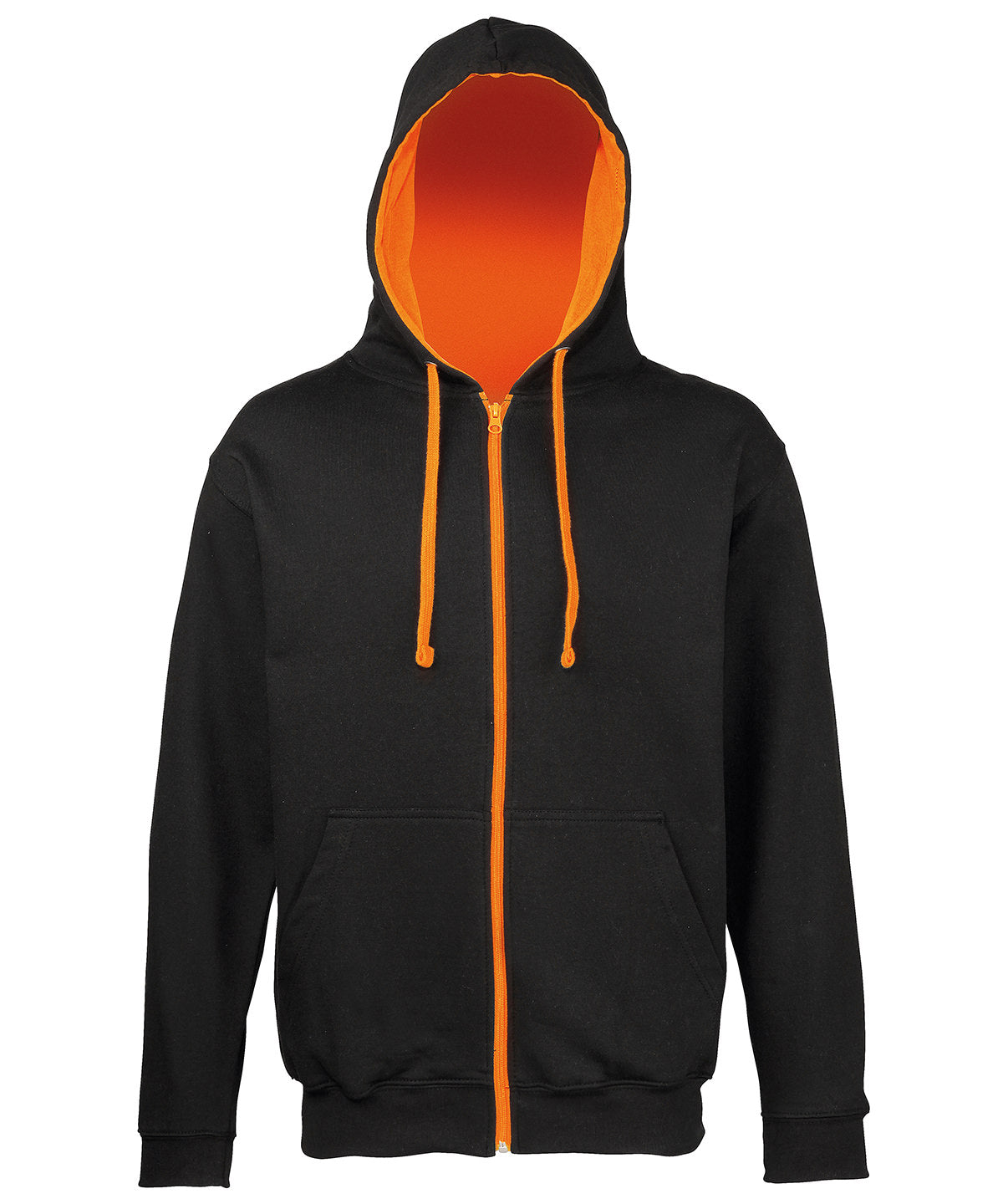 Hettupeysa AWDis Just Hoods JH053 – Jet Black/Orange Crush – 2XL