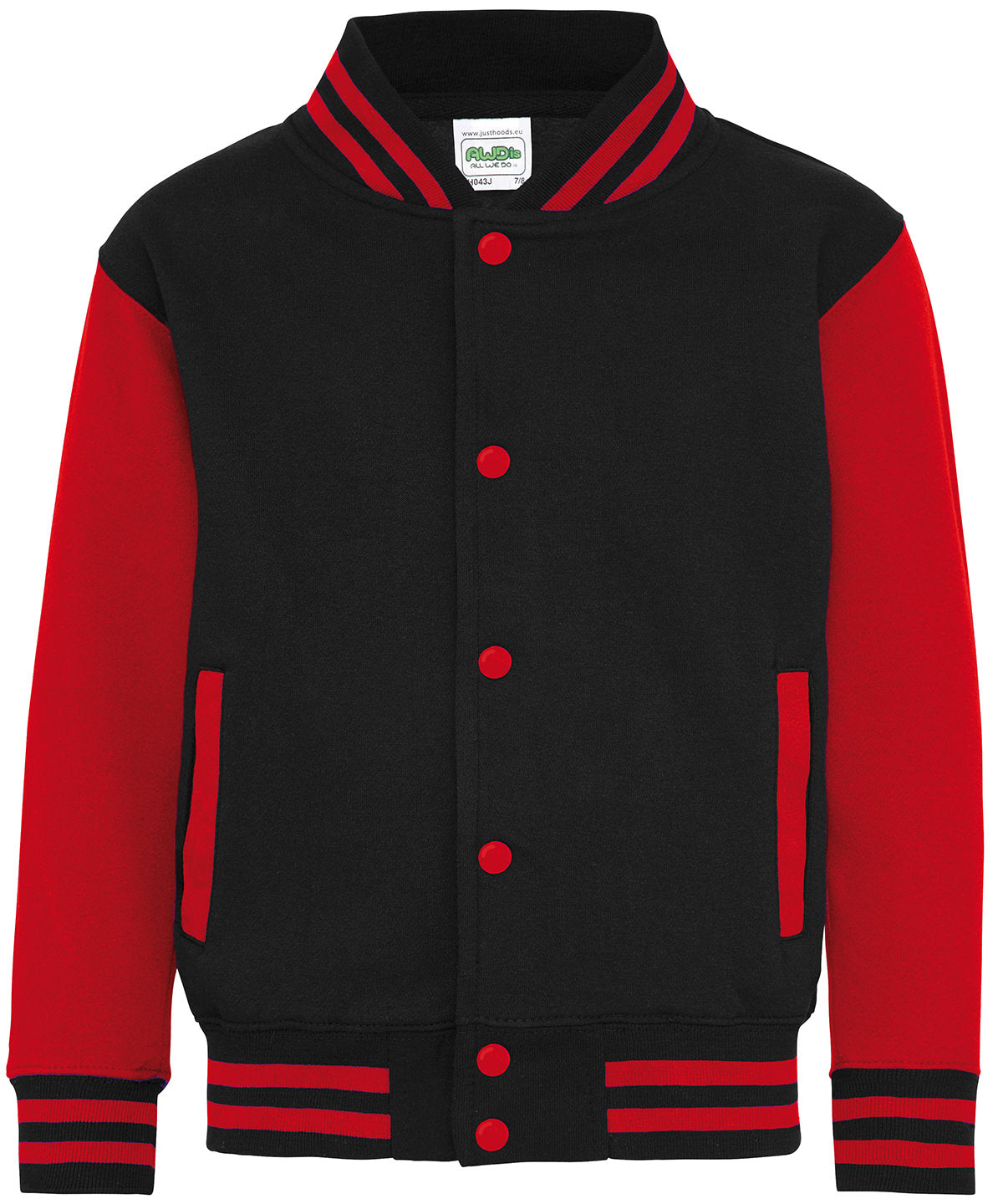 Peysa AWDis Just Hoods JH43J – Jet Black/Fire Red – 12/13 Years