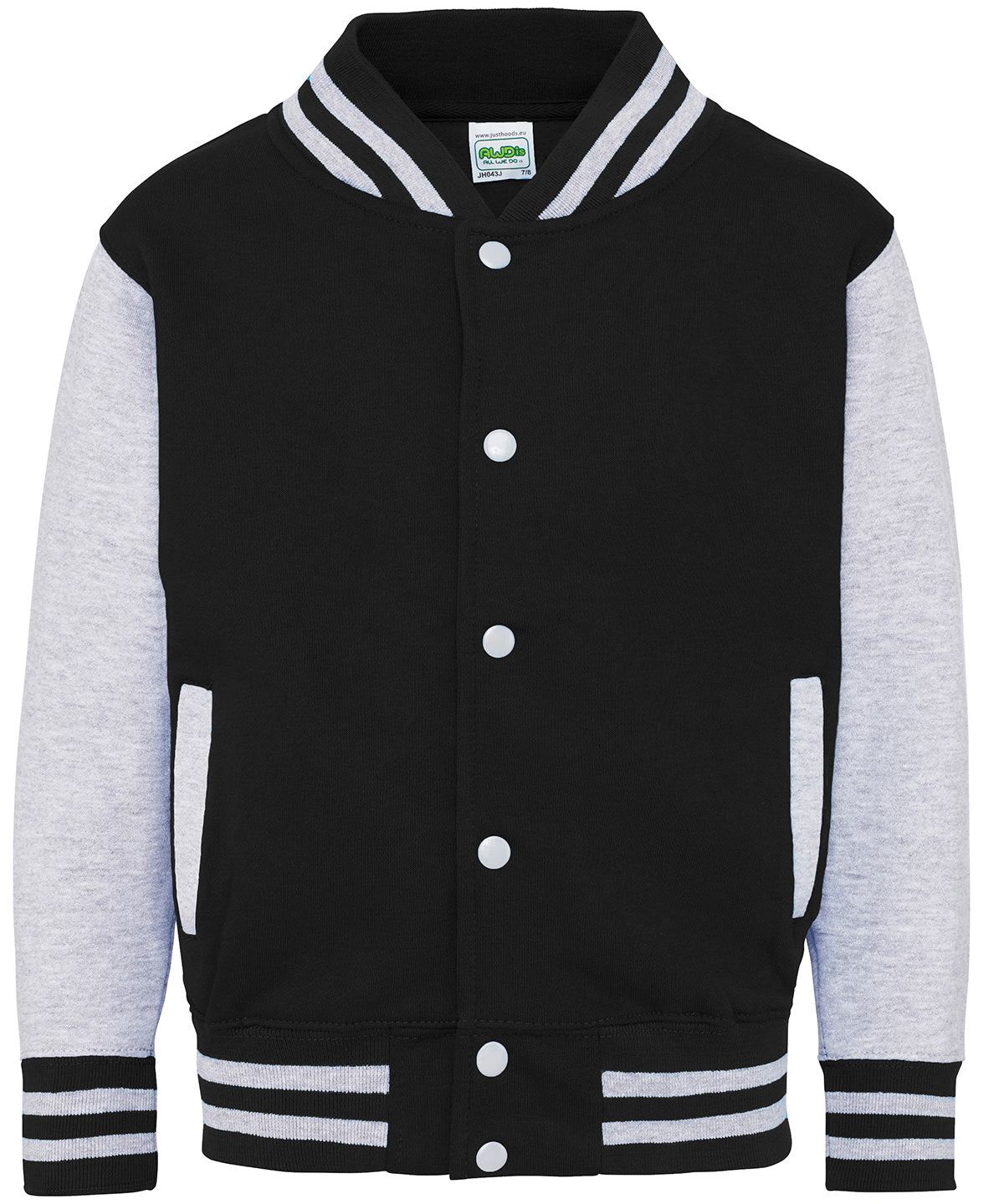Peysa AWDis Just Hoods JH43J – Jet Black/Heather Grey – 12/13 Years