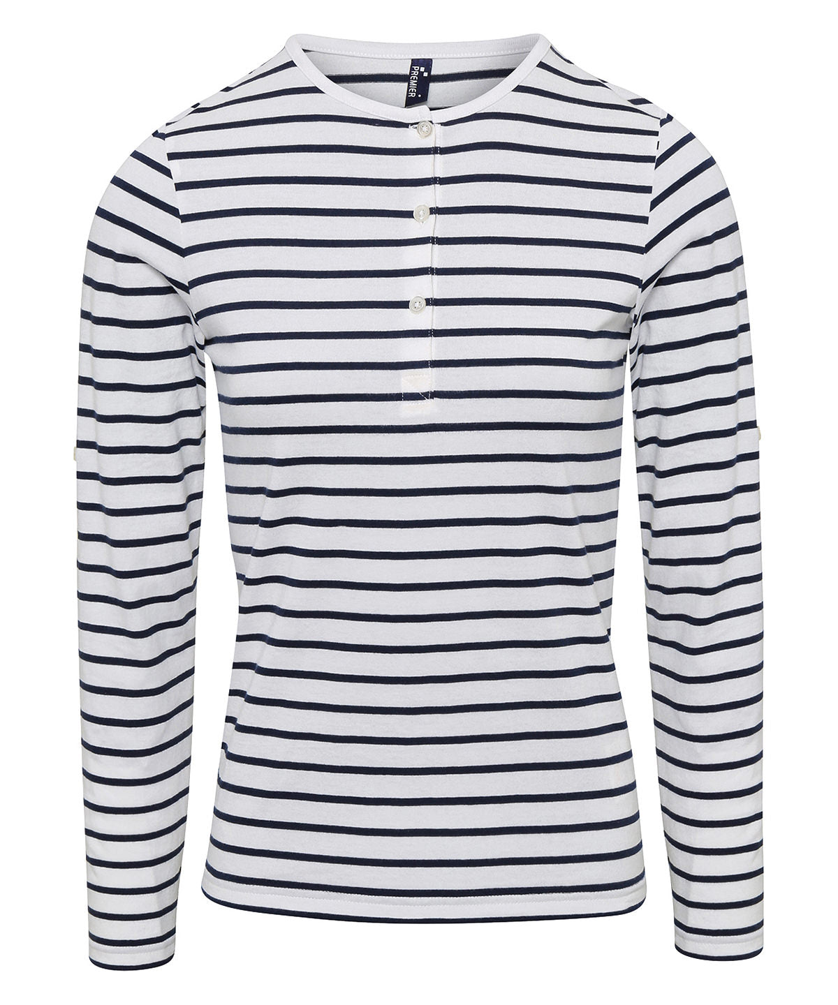 Stuttermabolur Premier PR318 – White/Navy – 2XL