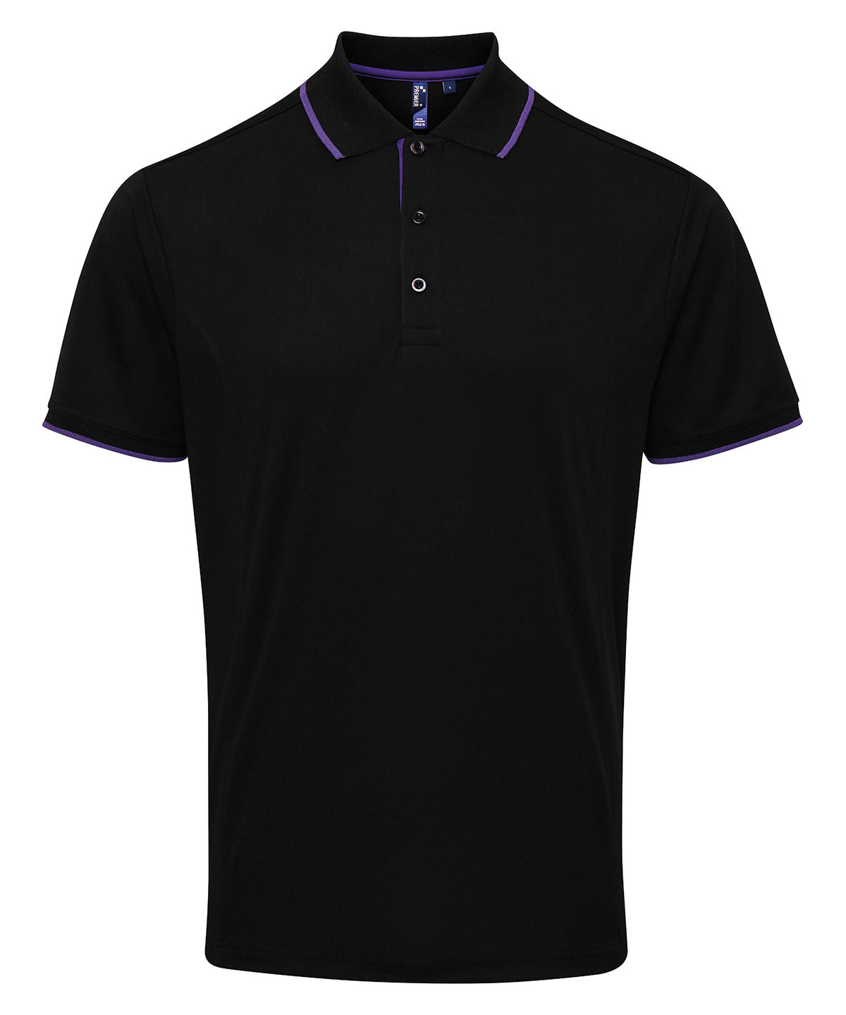 Pólóbolur Premier PR618 – Black/Purple – 4XL