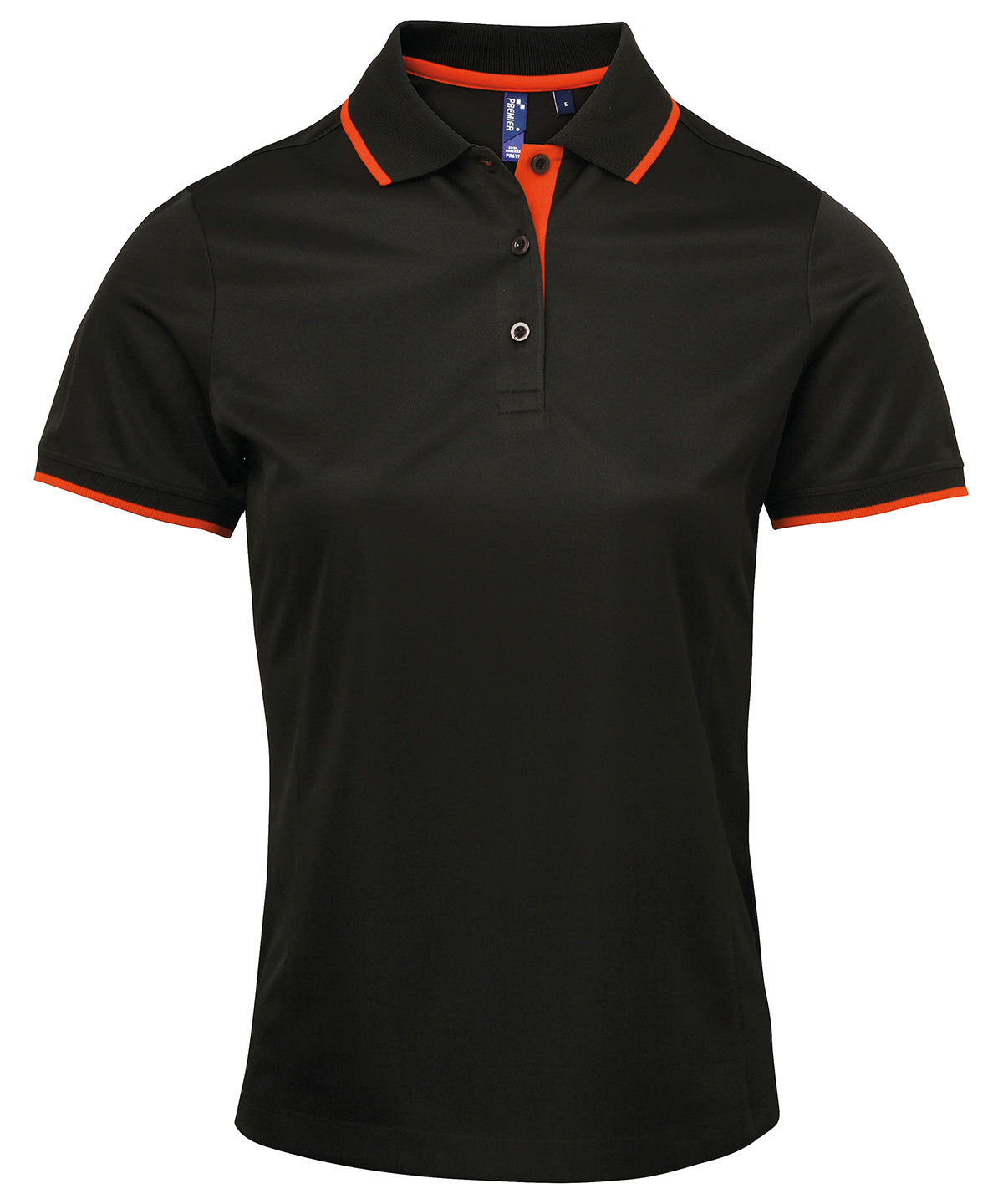 Pólóbolur Premier PR619 – Black/Orange – 2XL