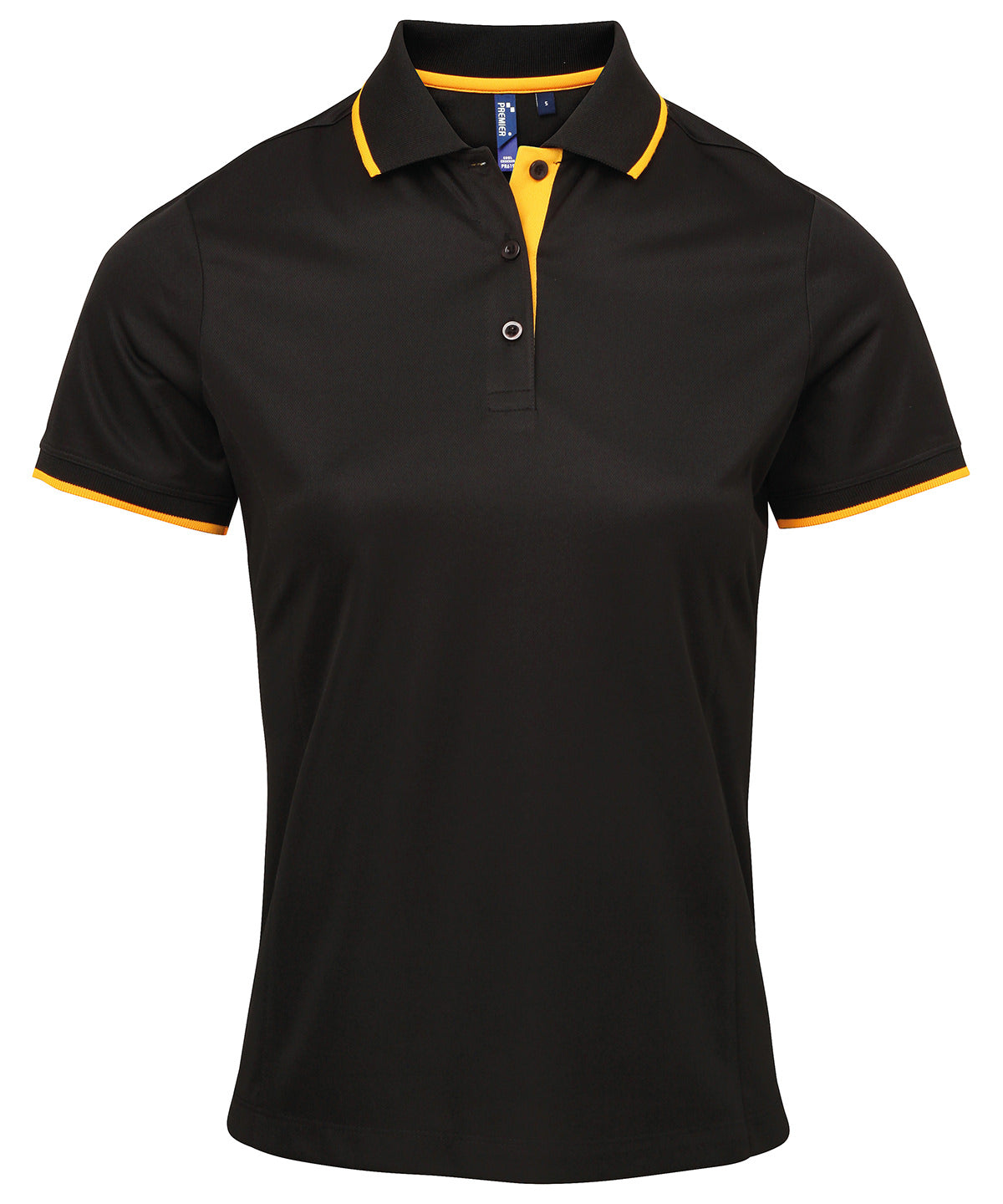 Pólóbolur Premier PR619 – Black/Sunflower – 2XL