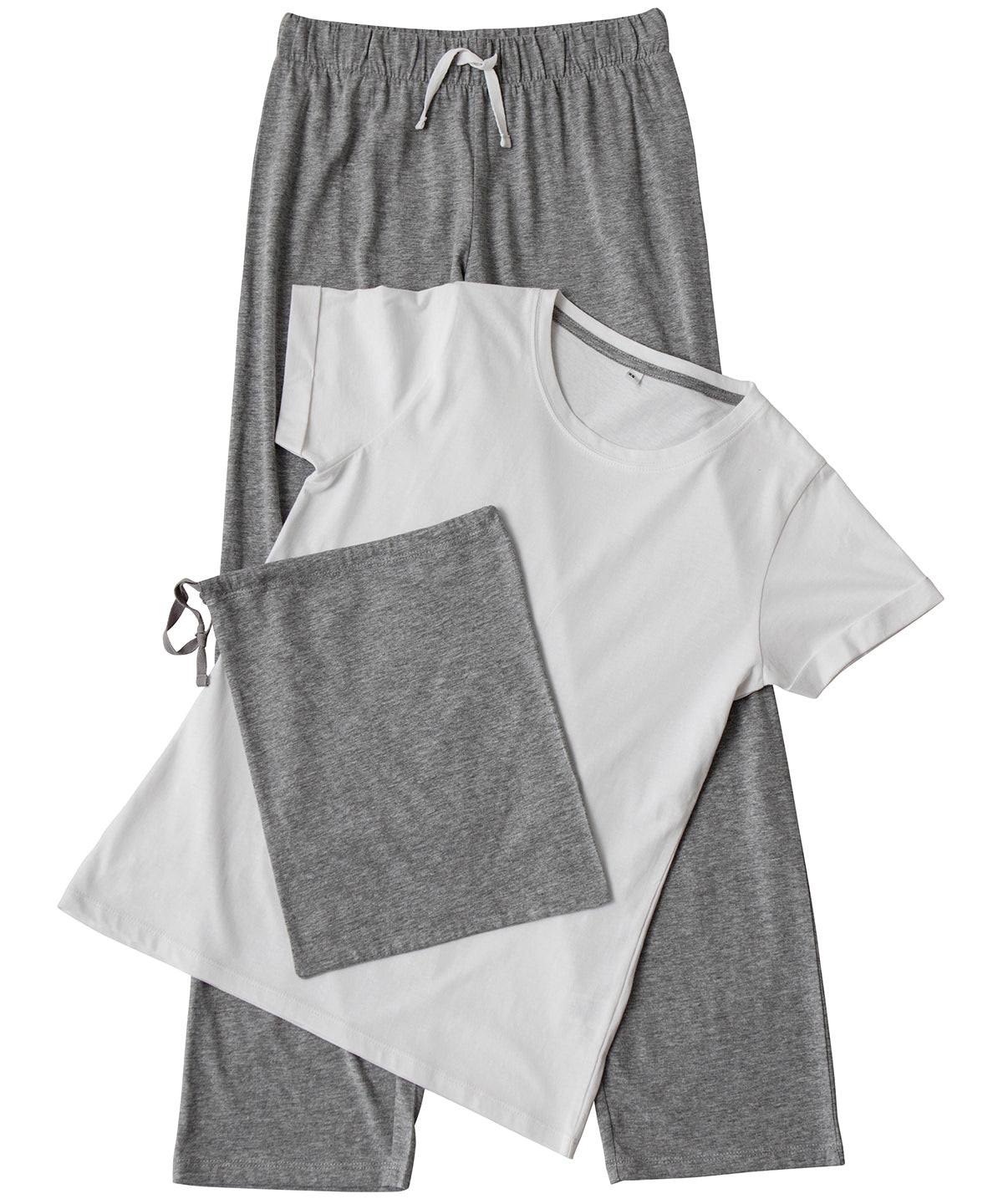 Náttföt Towel City TC053 – White/Heather Grey – 3XL