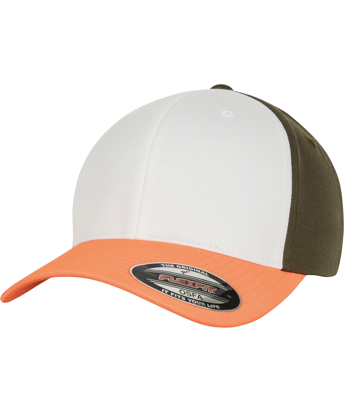 Derhúfa Flexfit by Yupoong YP122 – Neon Orange/White/Olive – L/XL
