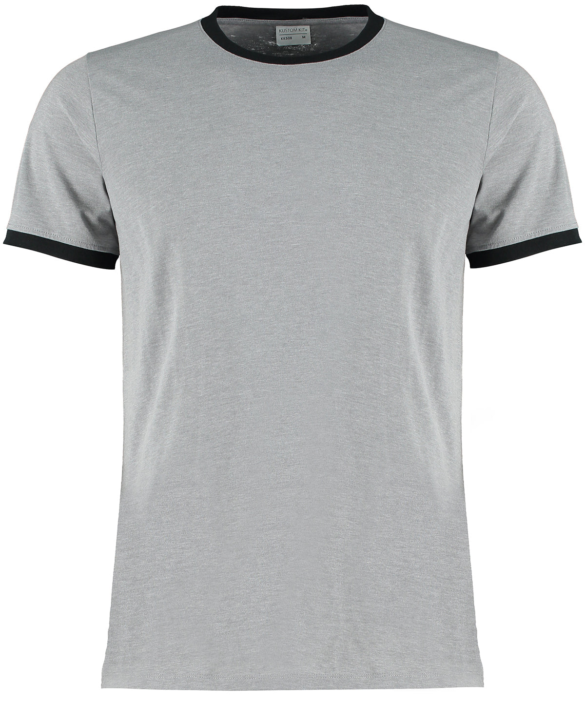 Stuttermabolur Kustom Kit KK508 – Light Grey Marl/Black – 2XL