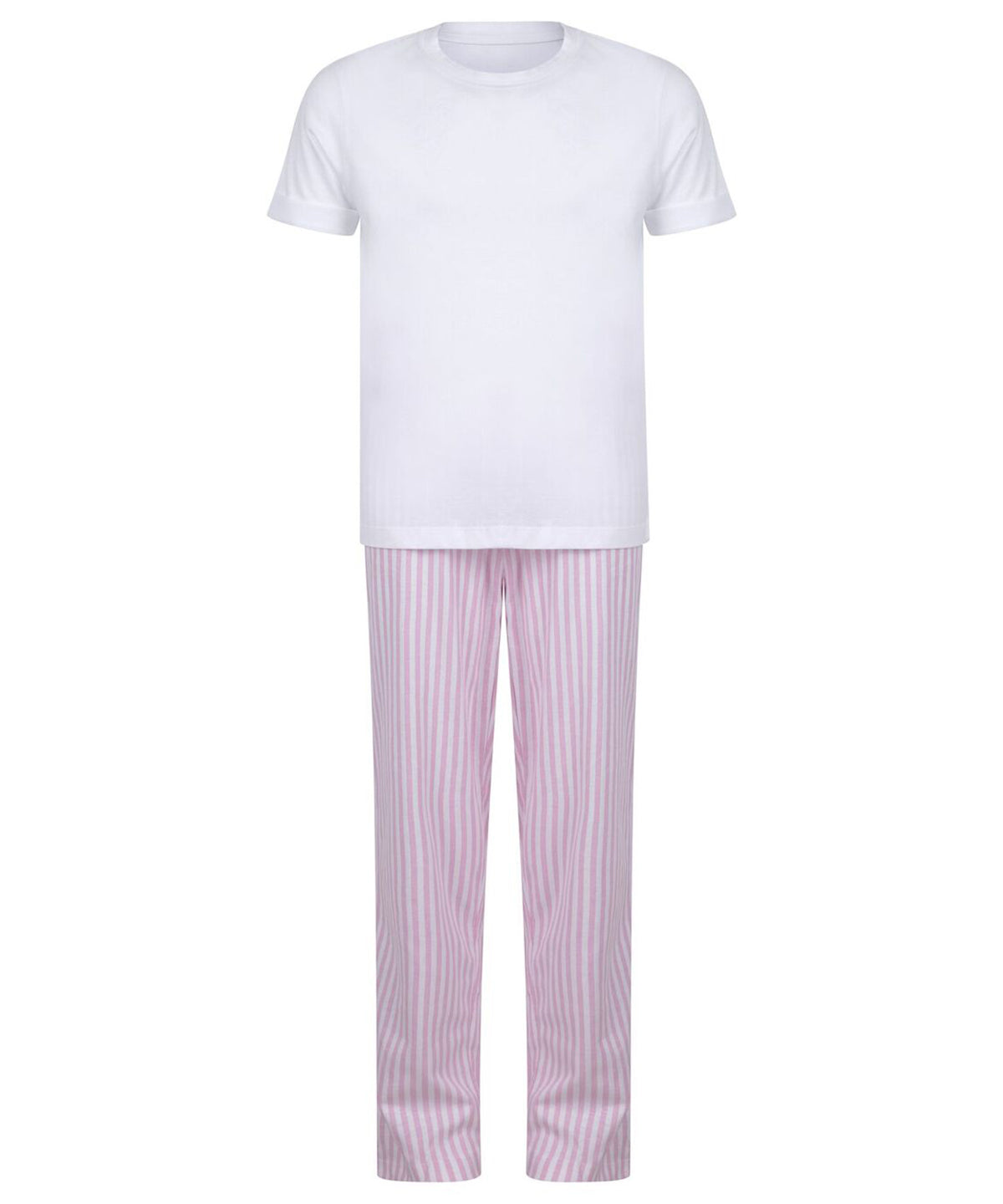 Náttföt Towel City TC059 – White/Pink/White Stripe – 11/13 Years