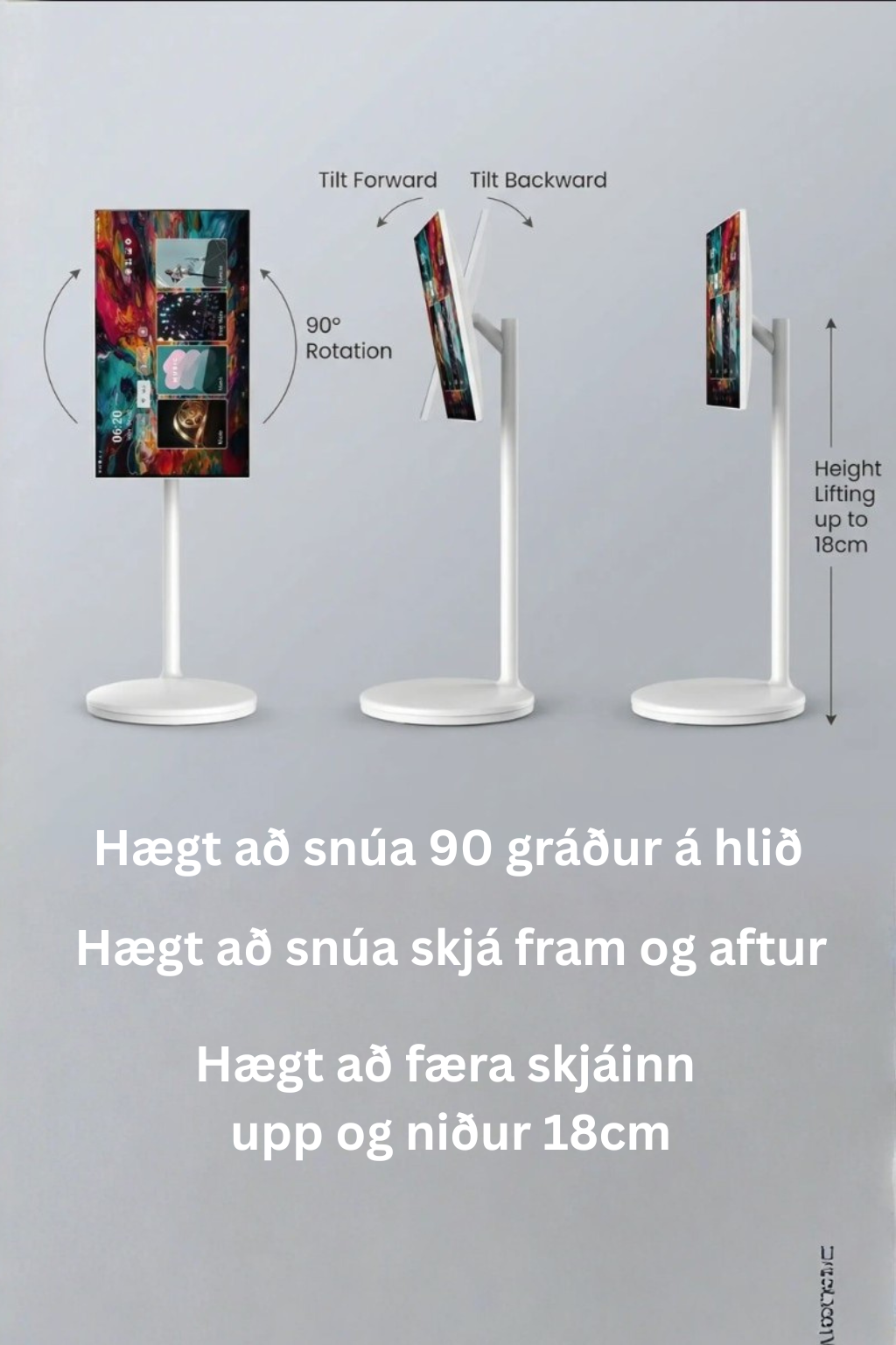 32” Færanlegur snjallskjár sem breytir hvaða rými sem er í vinnu- eða skemmtistöð