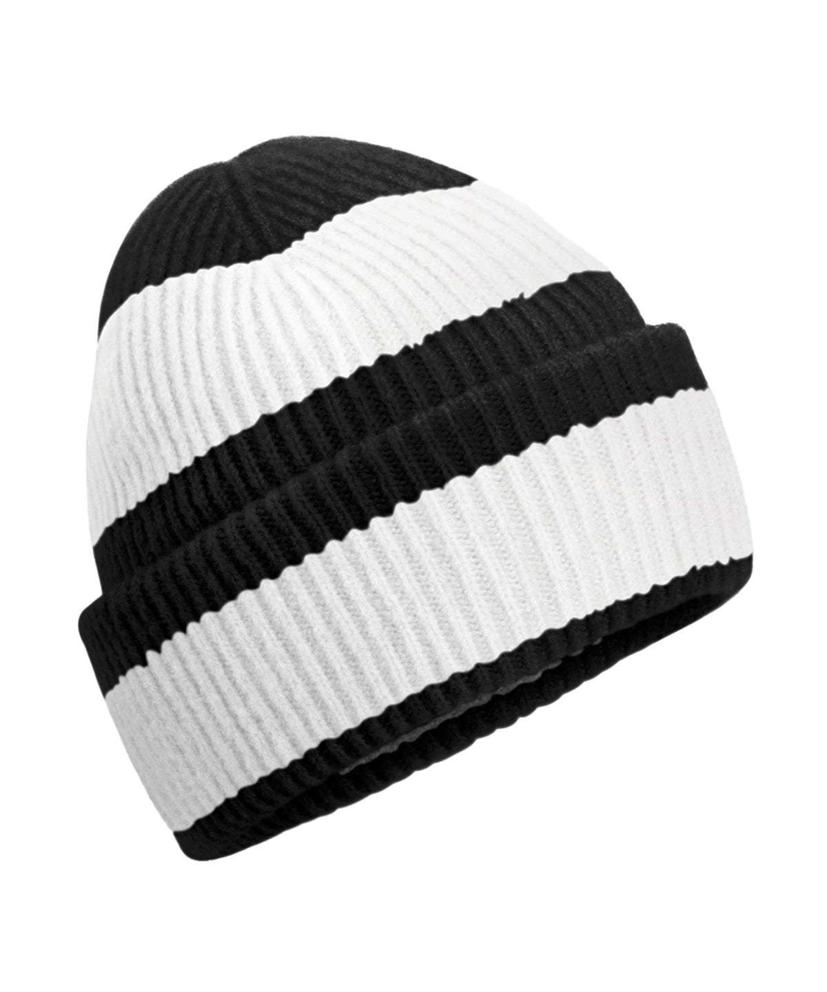 Húfa Beechfield B391R – Black/Soft White – One size