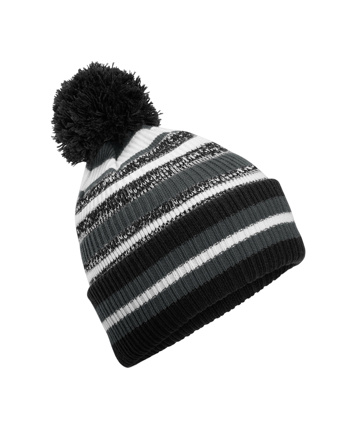 Húfa Beechfield B474R – Black/Graphite Grey/White – One size