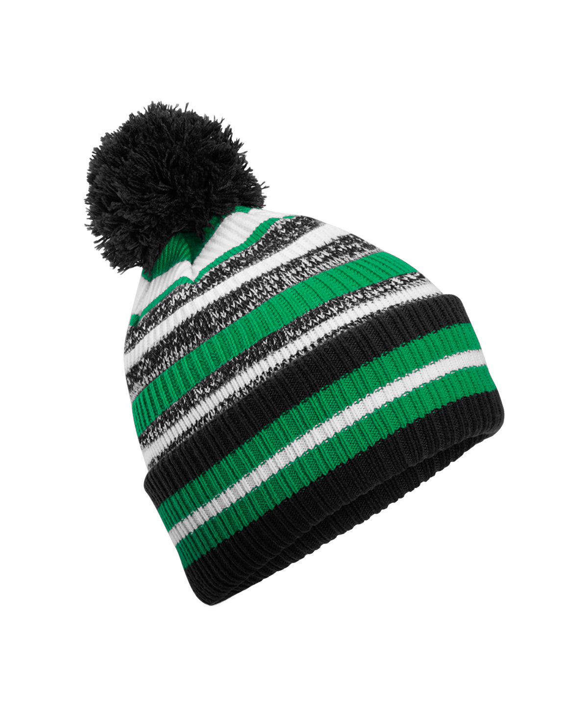 Húfa Beechfield B474R – Black/Kelly Green/White – One size