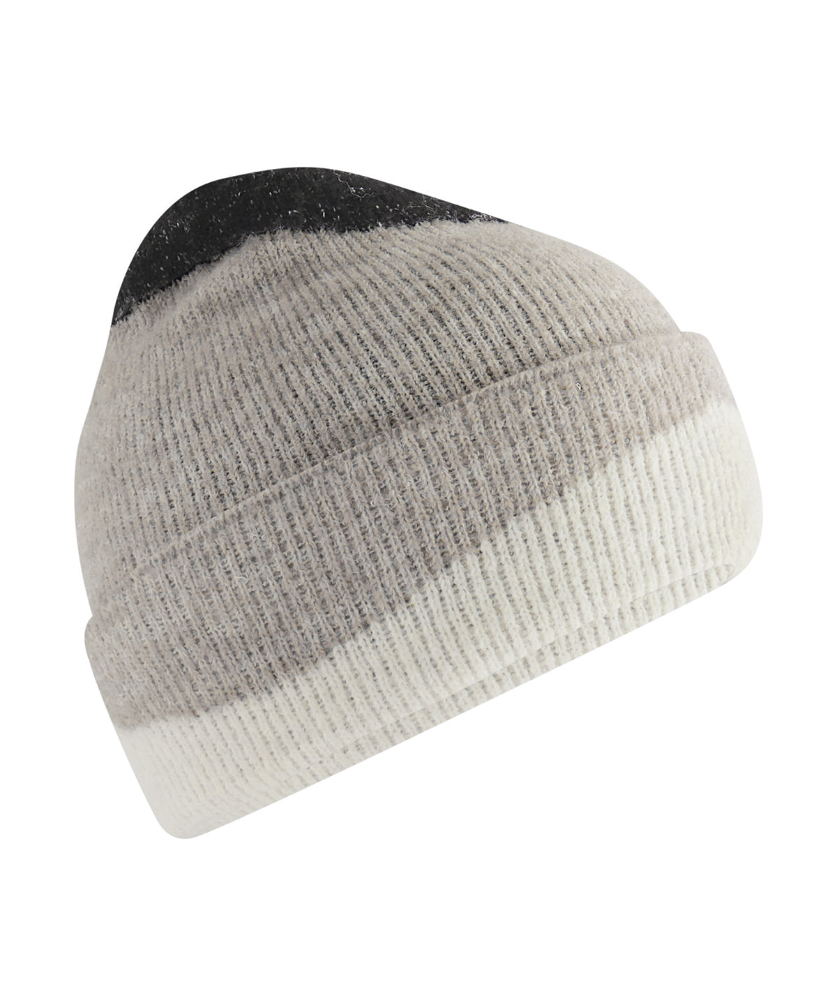 Húfa Beechfield BC532 – Black/Light Grey/Soft White – One size