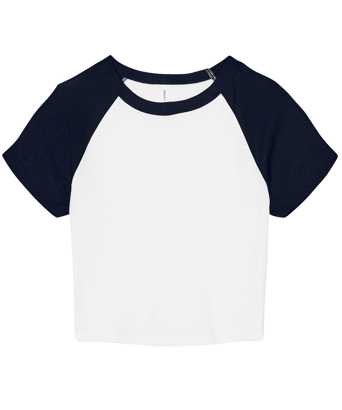 Stuttermabolur Bella Canvas BE143 – White/Navy – 2XL