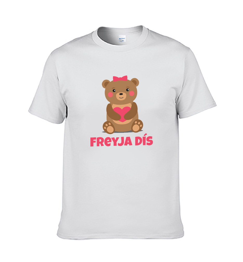 Barnabolur - með Bangsa og nafni barnsins - Hvítur bolur