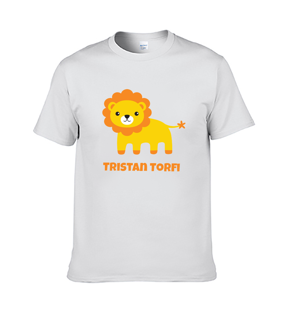 Barnabolur - með Ljóni og nafni barnsins - Hvítur bolur