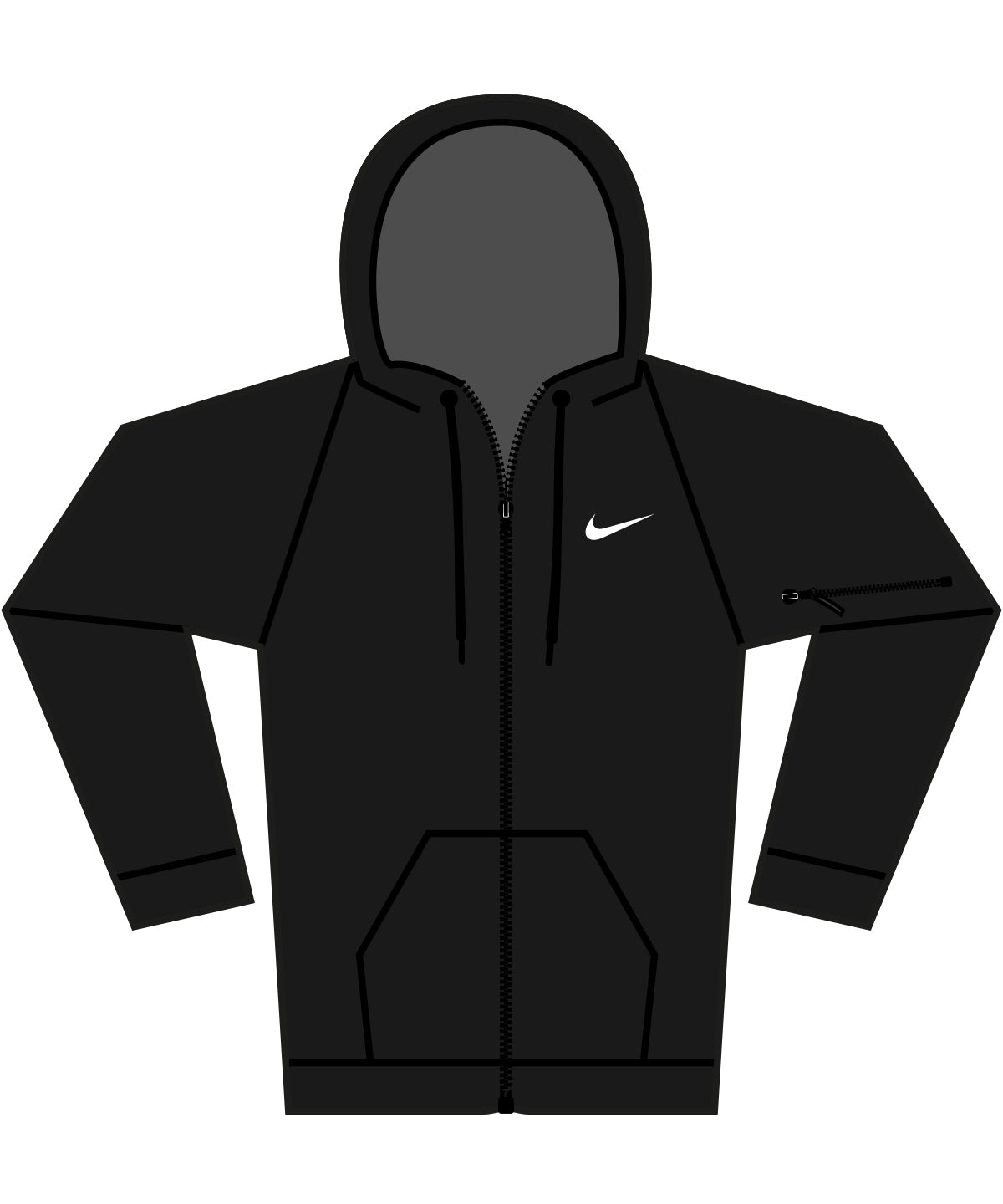 Hettupeysa Nike NK389 – Black/ Black/ White – 2XL