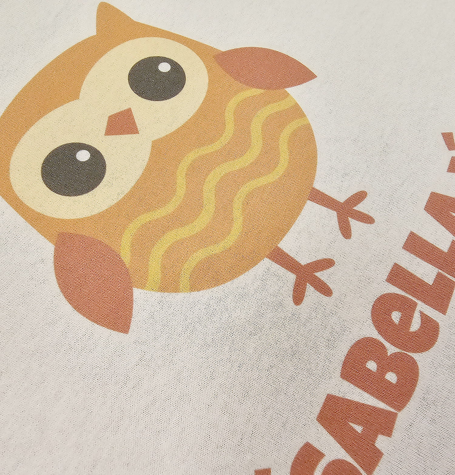 Barnabolur - með Uglu og nafni barnsins - Hvítur bolur