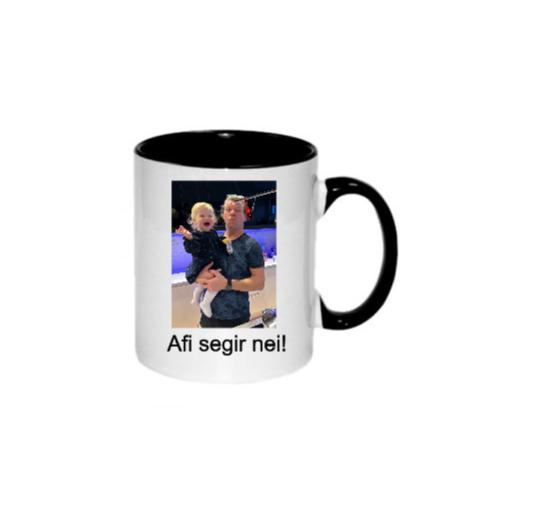 10oz Bolli með Svörtu - Með eigin mynd eða texta