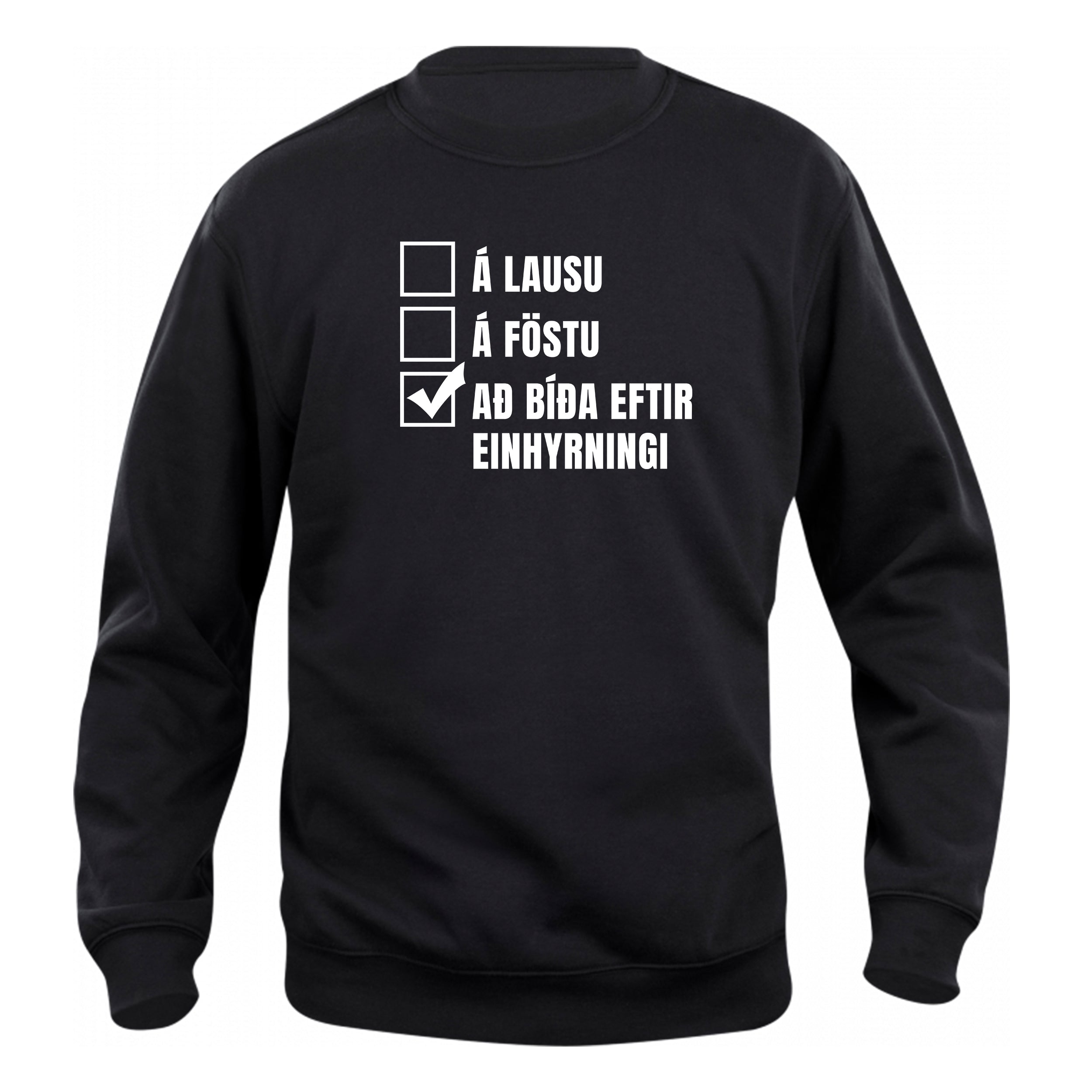 Á LAUSUÁ FÖSTU BÍÐA EFTIR EINHYRNINGI - Peysa - Svört