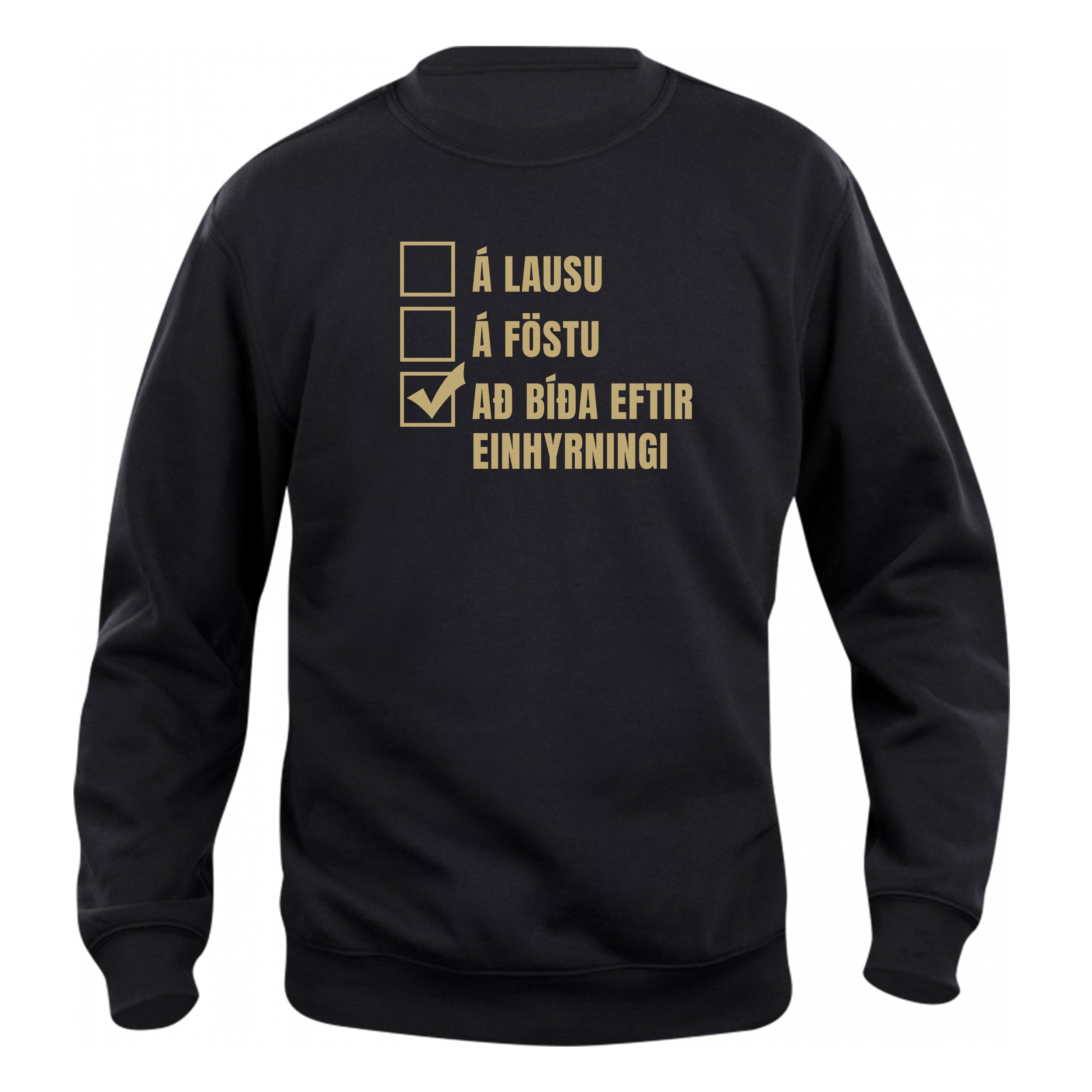 Á LAUSUÁ FÖSTU BÍÐA EFTIR EINHYRNINGI - Peysa - Svört