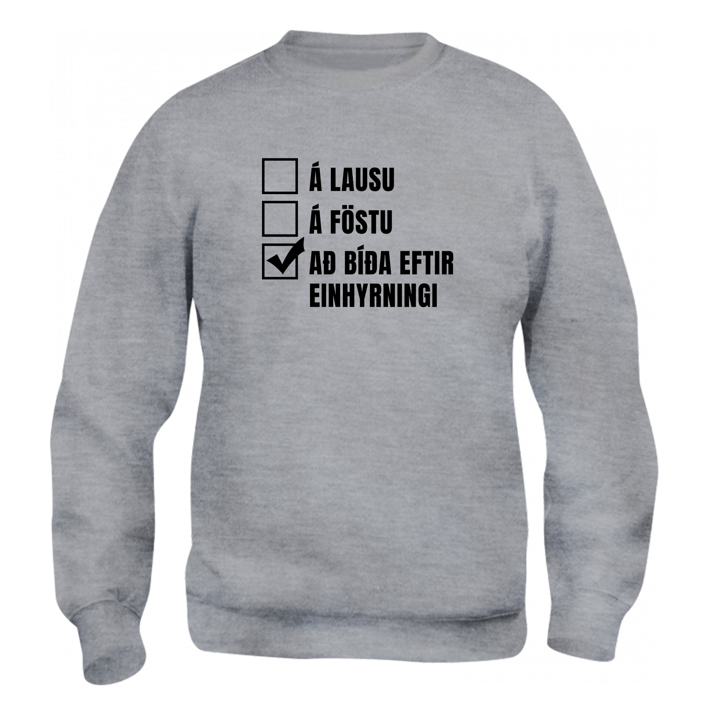 Á LAUSUÁ FÖSTU BÍÐA EFTIR EINHYRNINGI - Peysa - Grá