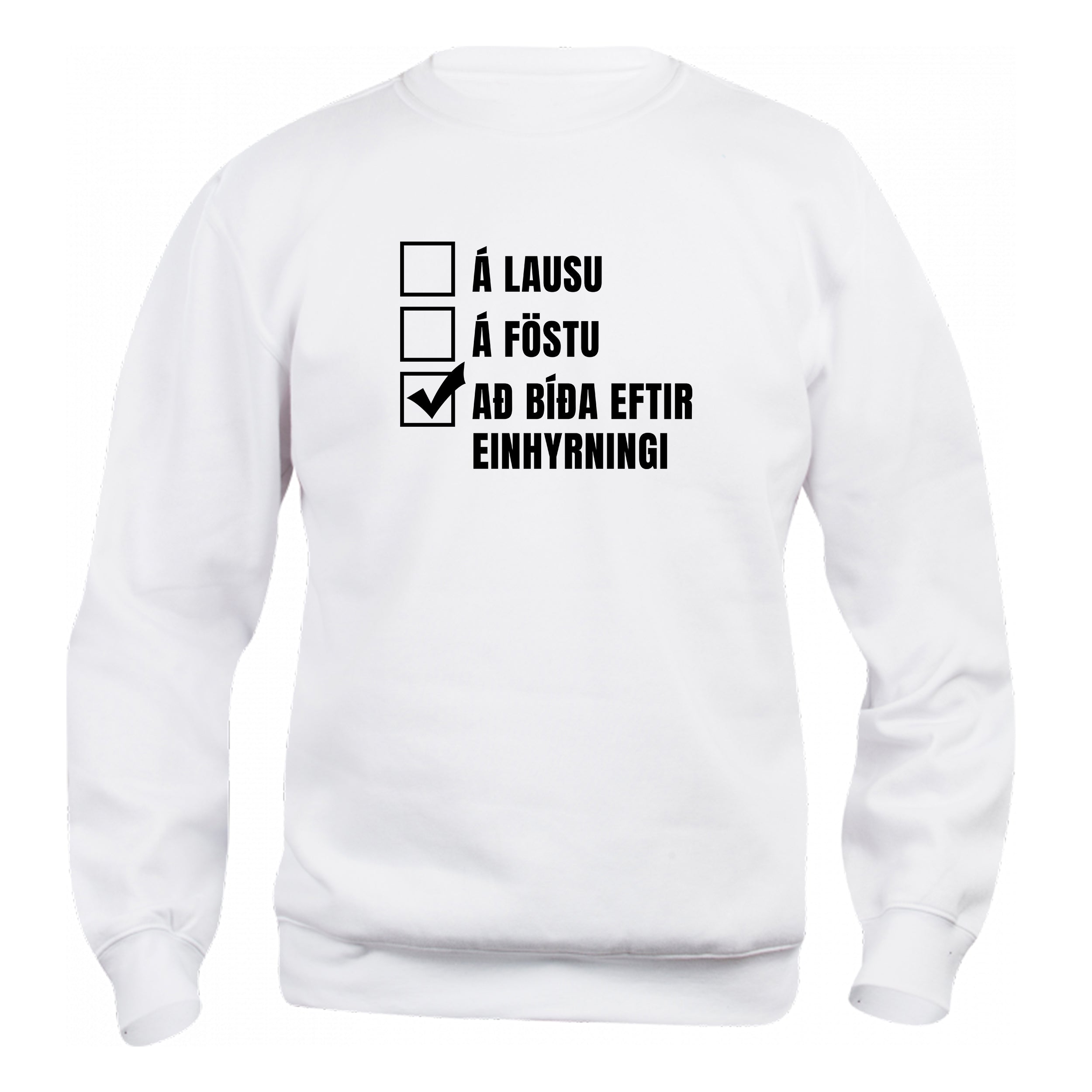 Á LAUSUÁ FÖSTU BÍÐA EFTIR EINHYRNINGI - Peysa - Hvít