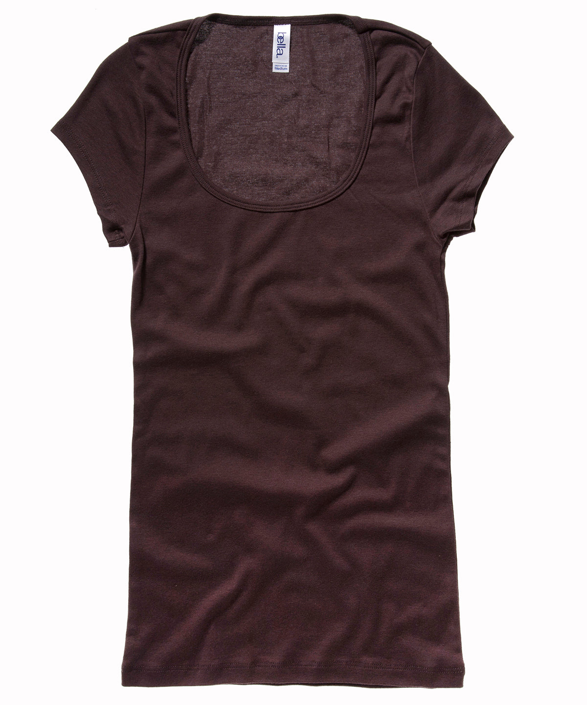 Stuttermabolir - Sheer Mini Rib Scoop Neck T-shirt