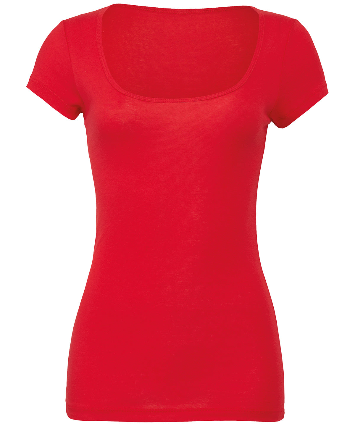 Stuttermabolir - Sheer Mini Rib Scoop Neck T-shirt