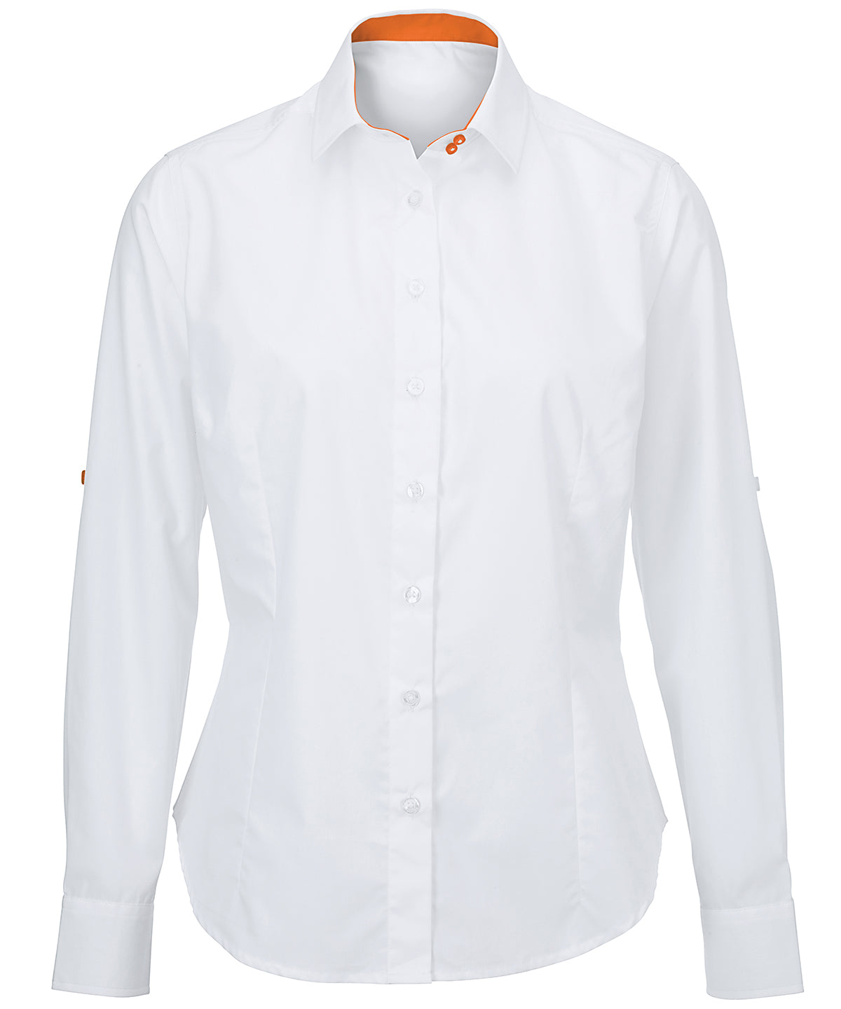 Bolir - Women's White Roll-up Sleeve Shirt (NF521W)