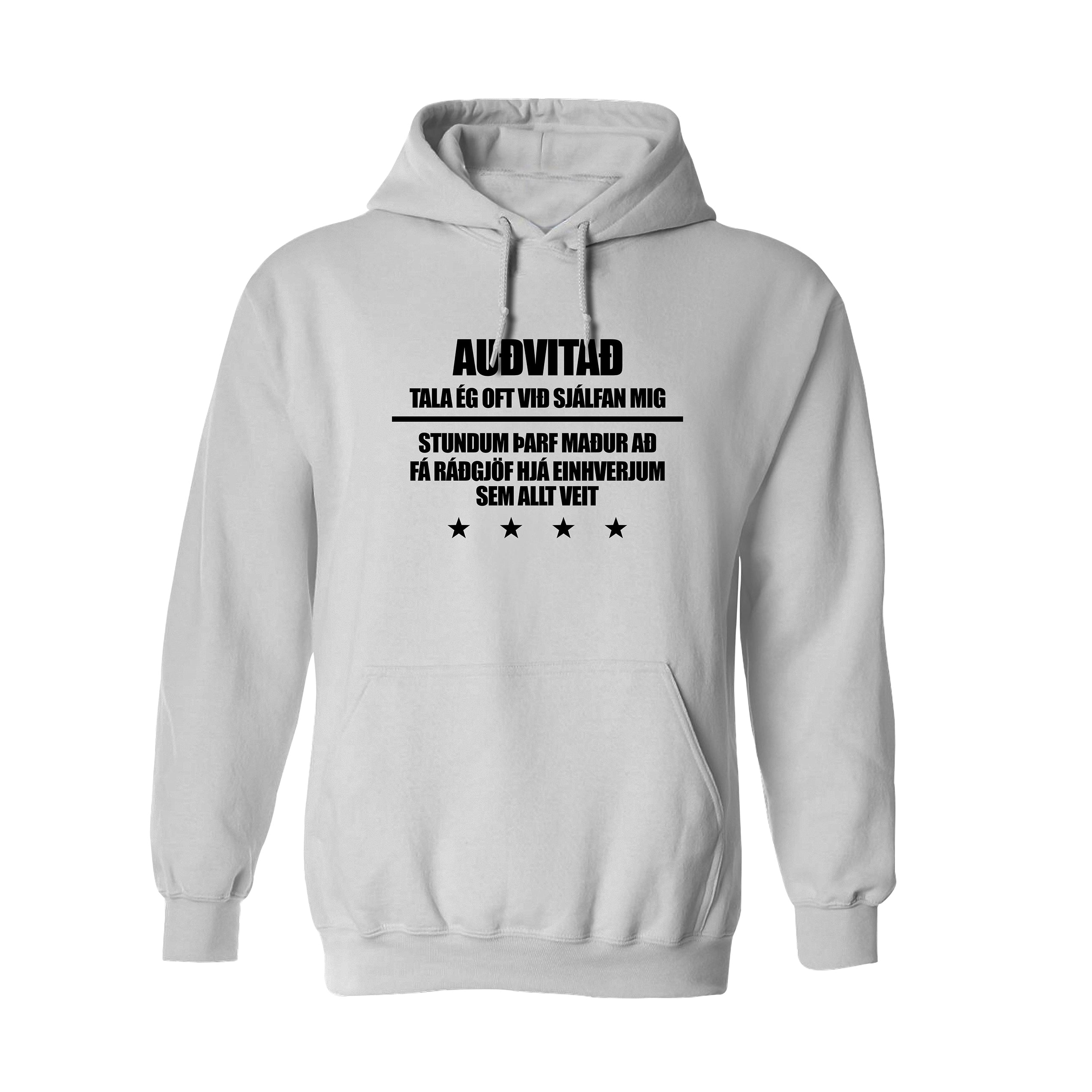 AUÐVITAÐ TALA ÉG OFT VIÐ SJÁLFAN MIG - Hettupeysa - Hvít