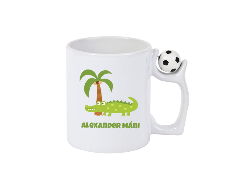 Fótboltabolli með krókódíl og nafni barnsins