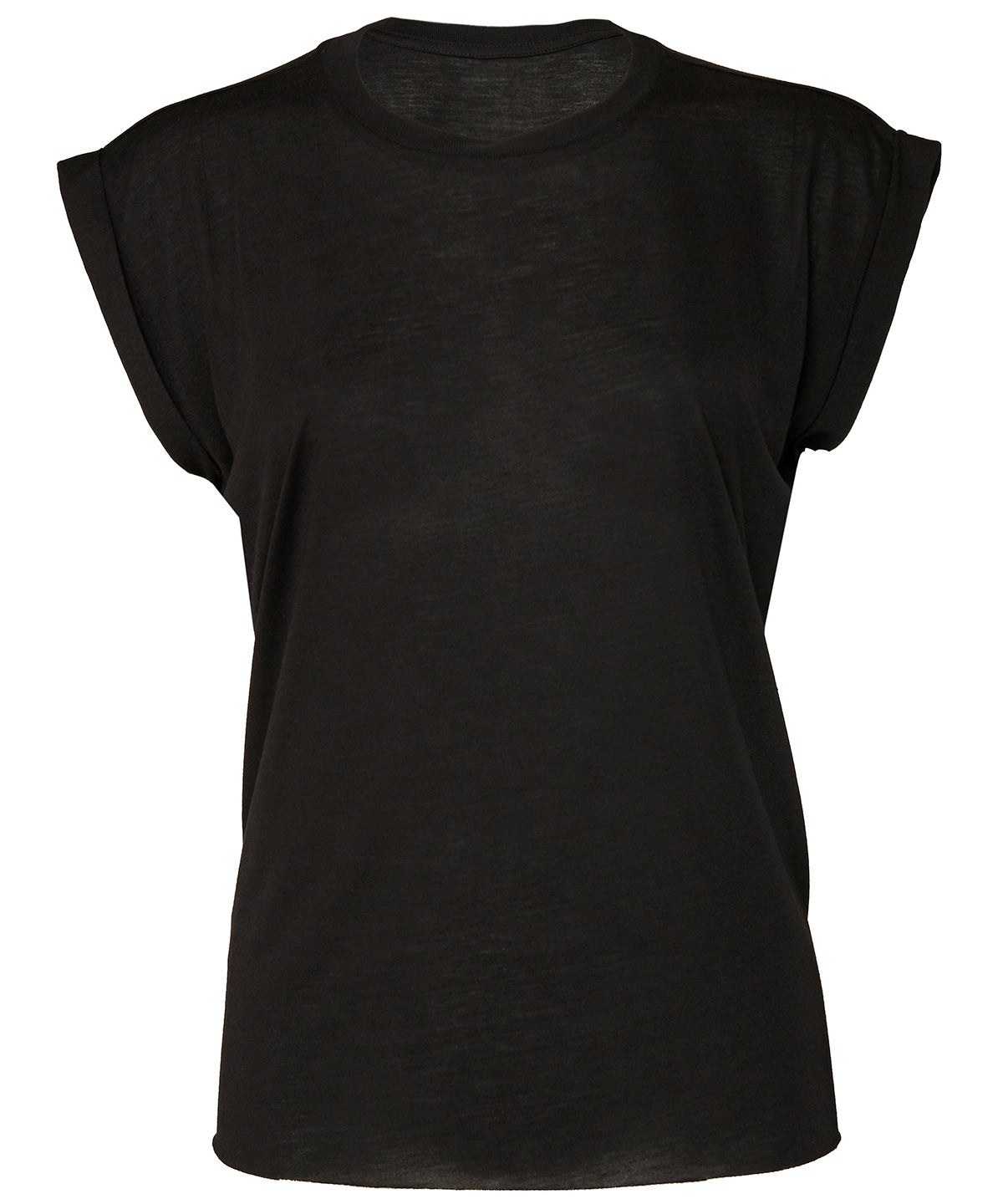 Stuttermabolir - Women's Flowy Muscle Tee With Rolled Cuff