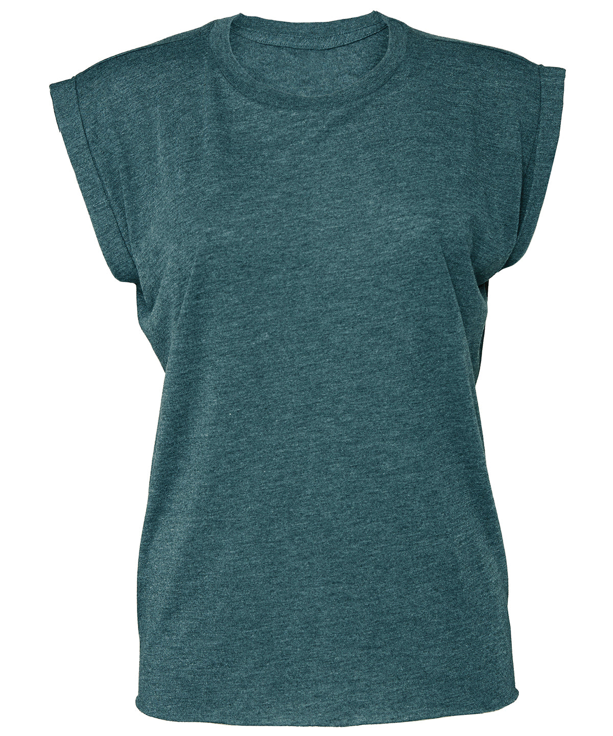 Stuttermabolir - Women's Flowy Muscle Tee With Rolled Cuff