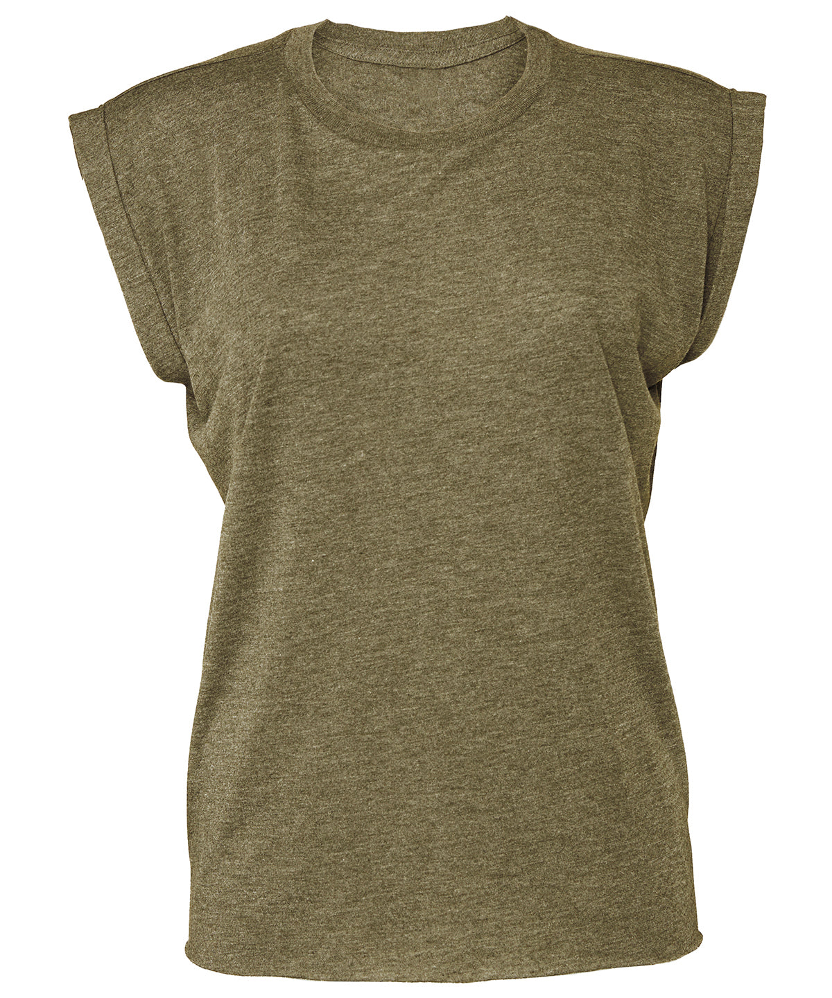 Stuttermabolir - Women's Flowy Muscle Tee With Rolled Cuff