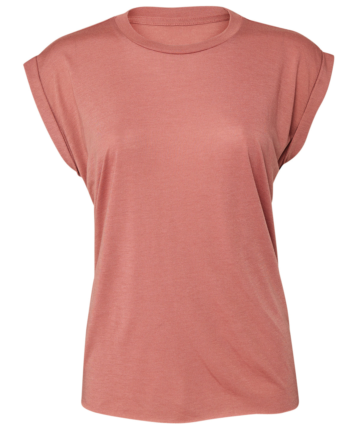 Stuttermabolir - Women's Flowy Muscle Tee With Rolled Cuff