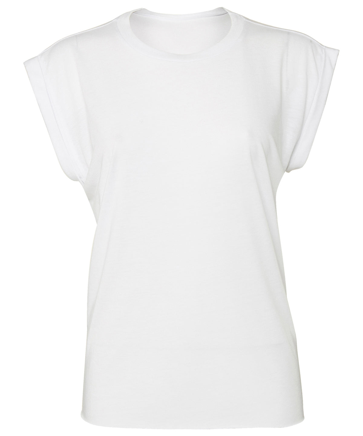 Stuttermabolir - Women's Flowy Muscle Tee With Rolled Cuff