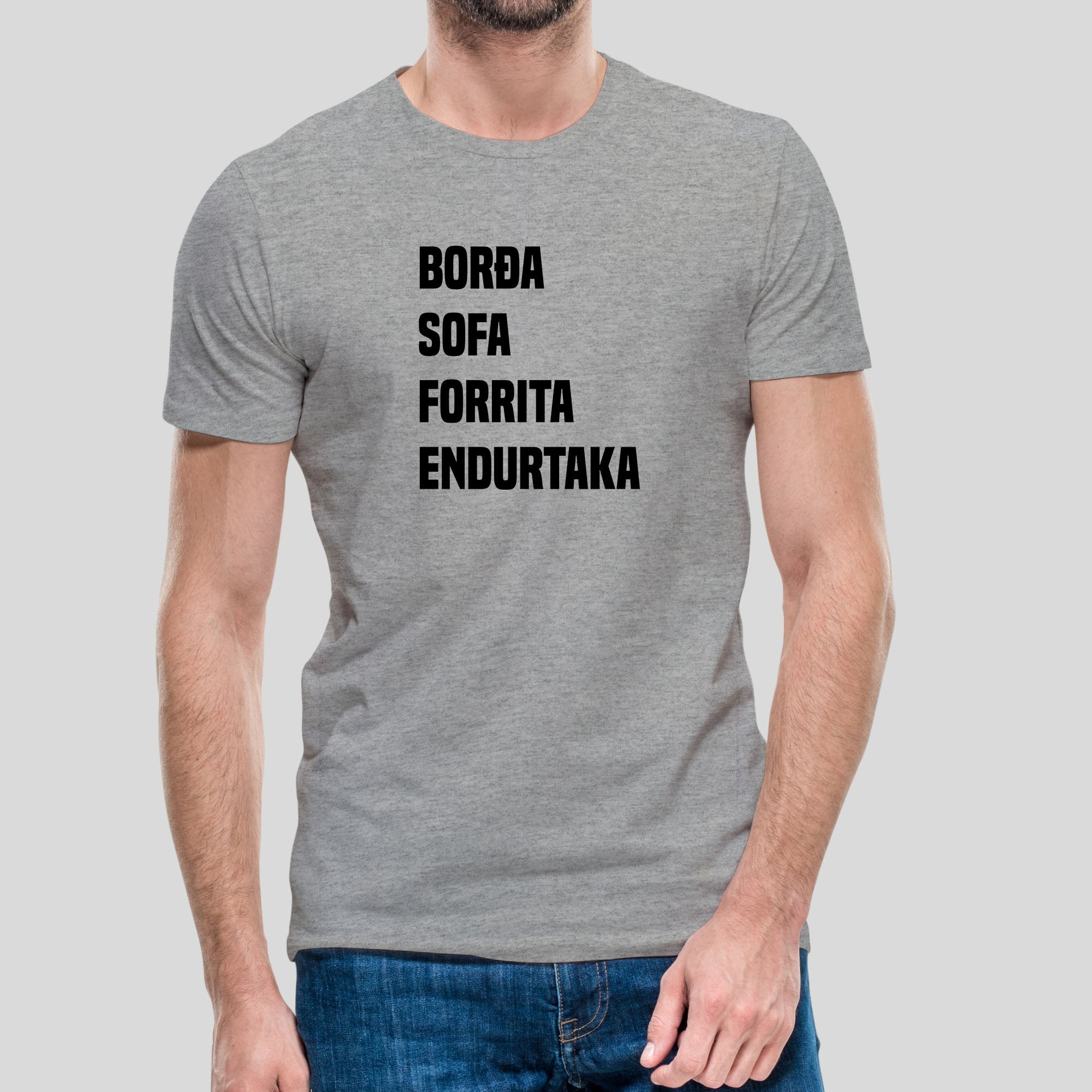 BORÐA SOFA FORRITA ENDURTAKA - Grár bolur