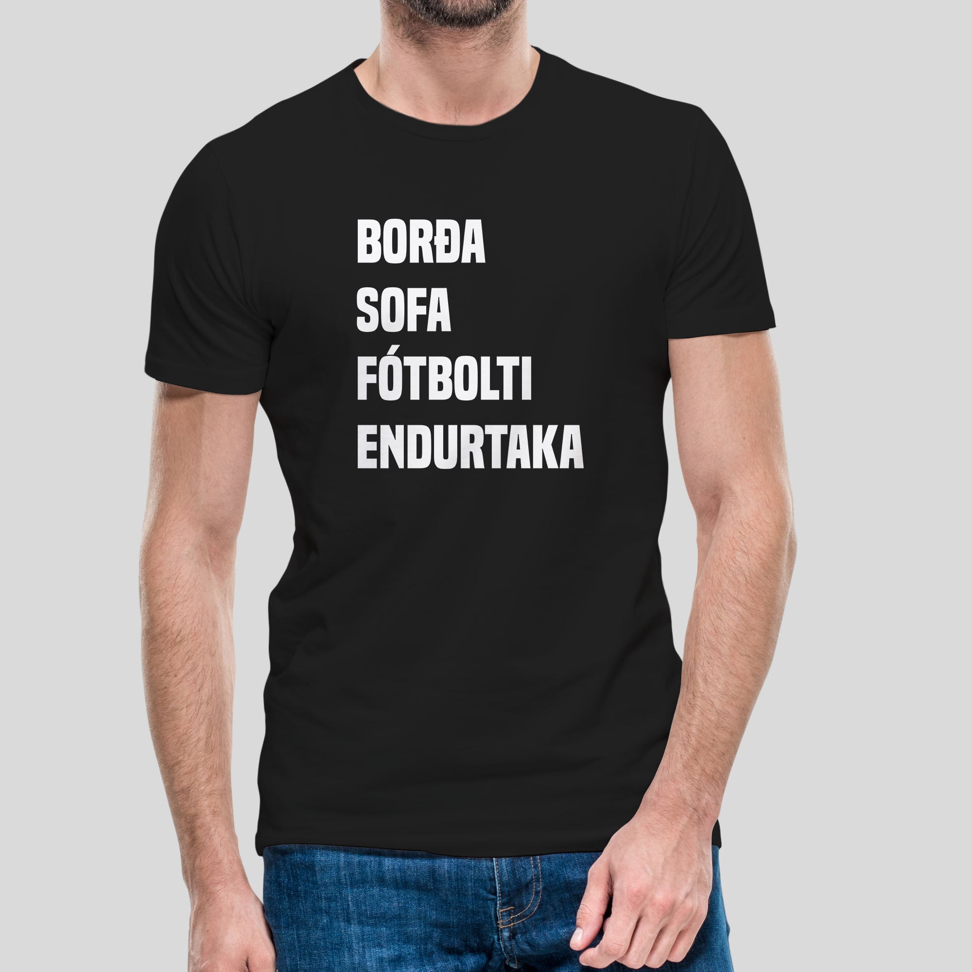 BORÐA SOFA FÓTBOLTI ENDURTAKA - Svartur bolur