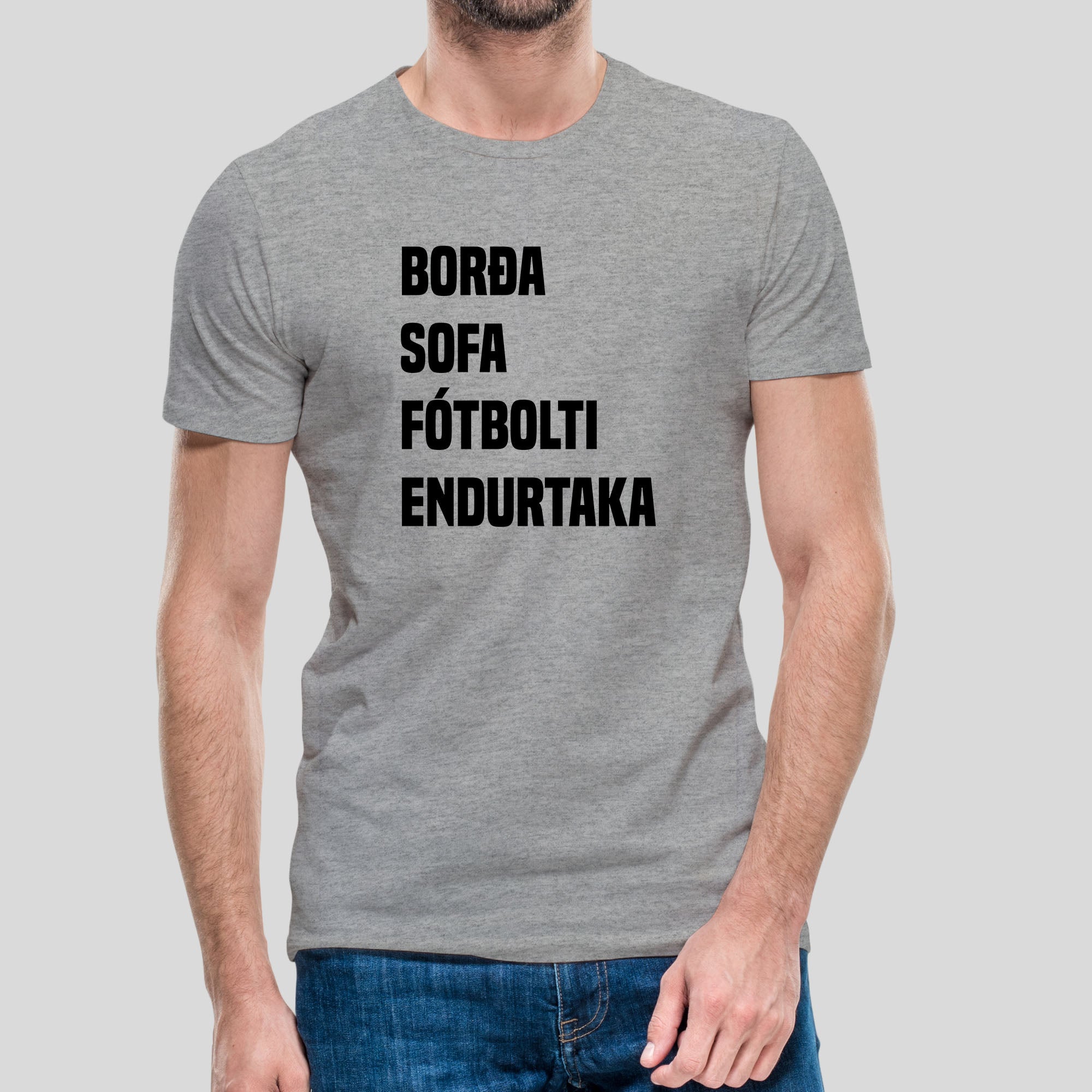 BORÐA SOFA FÓTBOLTI ENDURTAKA - Grár bolur