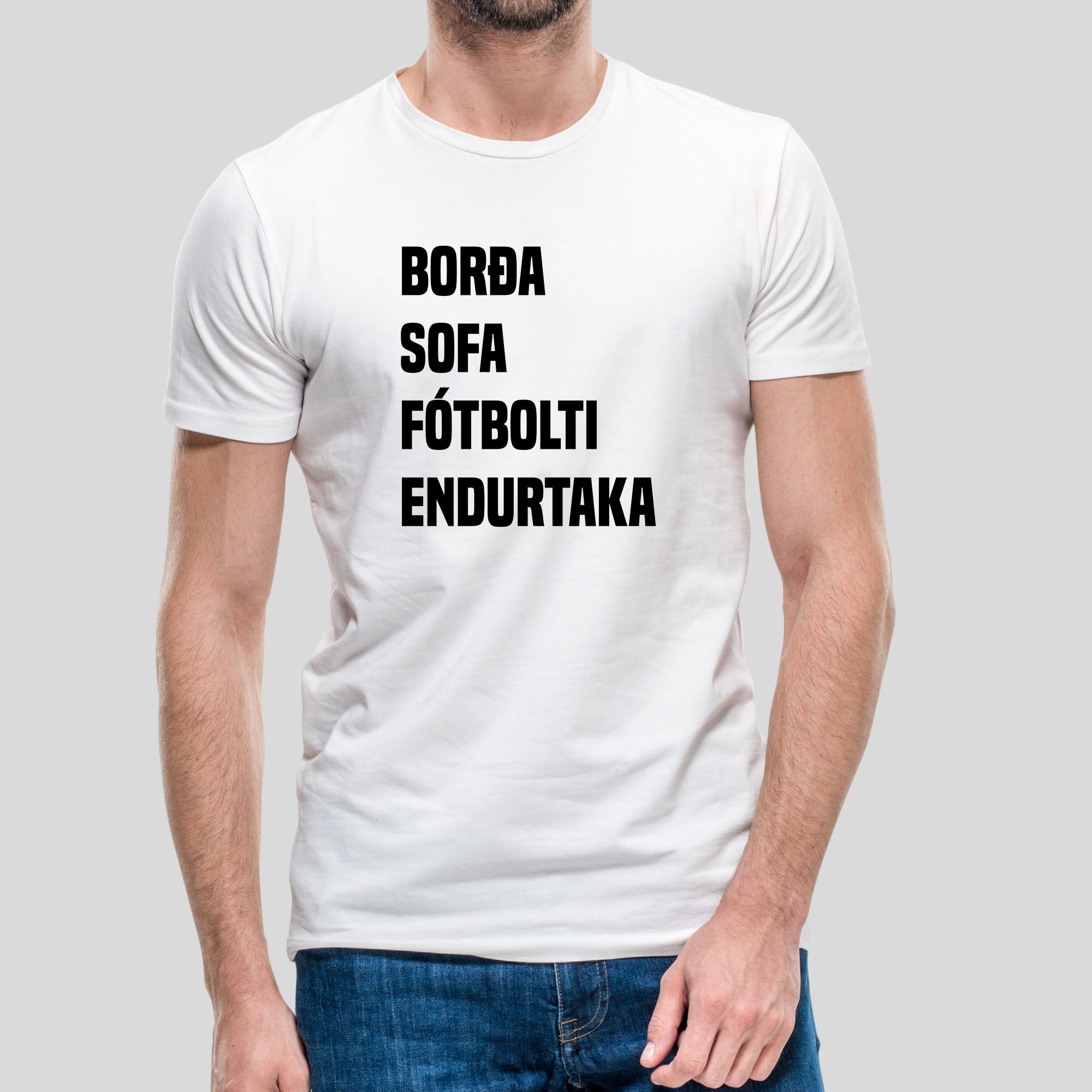 BORÐA SOFA FÓTBOLTI ENDURTAKA - Hvítur bolur