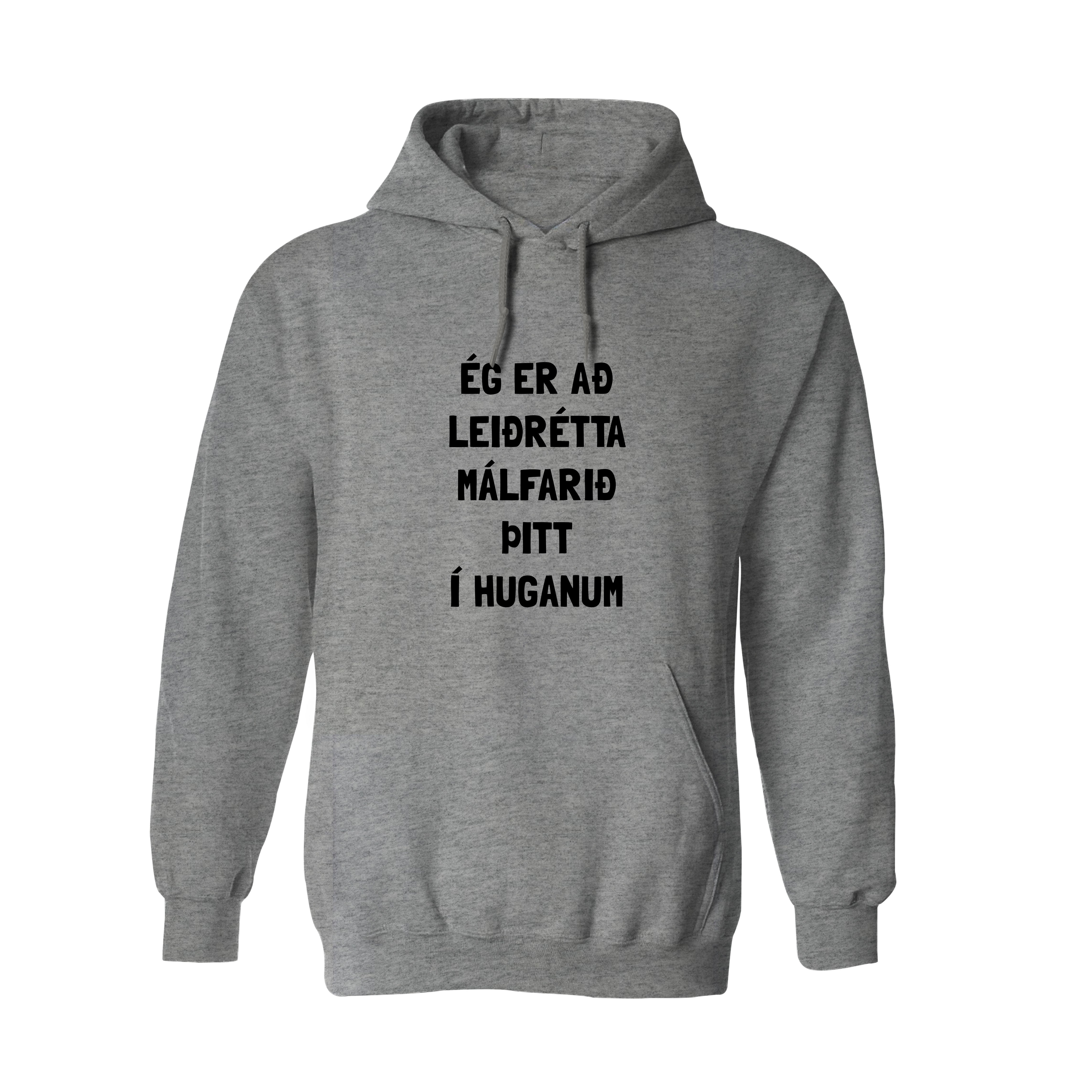 ÉG ER AÐ LEIÐRÉTTA - Hettupeysa - Grá