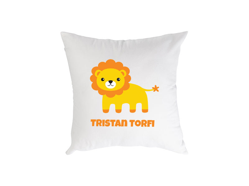 Púði með ljóni og nafni barnsins