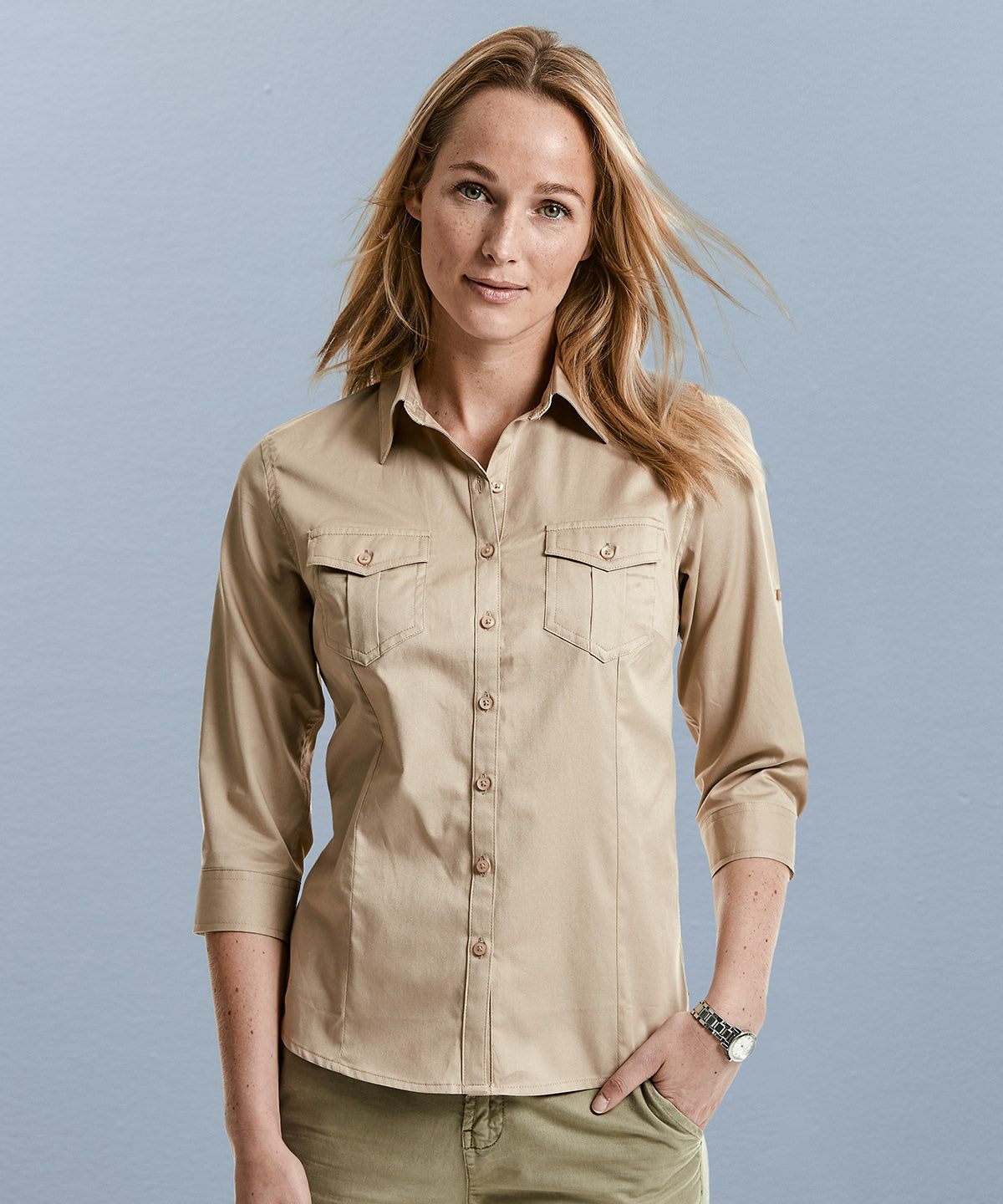 Bolir - Women's Roll-sleeve ¾ Sleeve Shirt