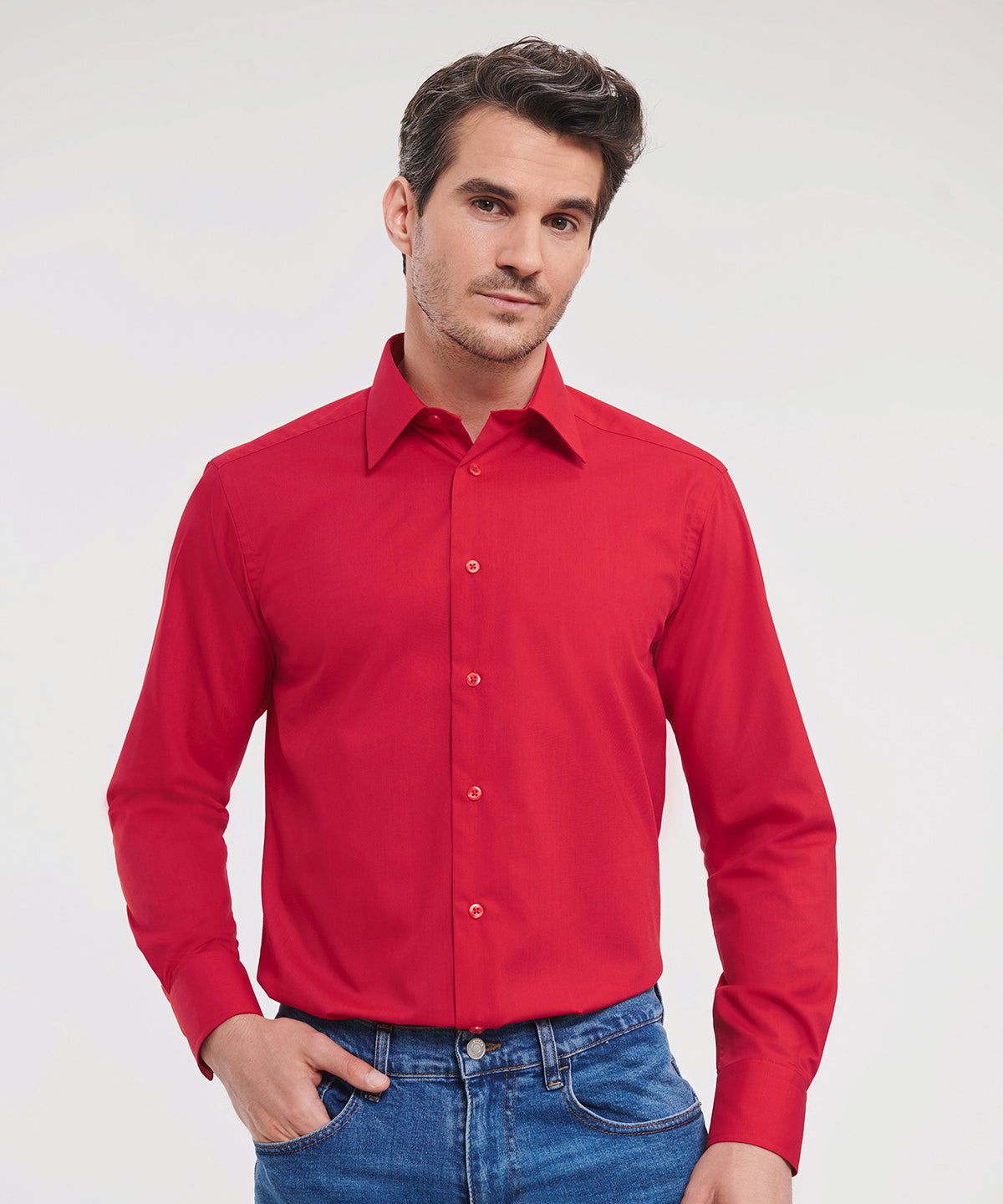 Bolir - Long Sleeve Polycotton Easycare Fitted Poplin Shirt