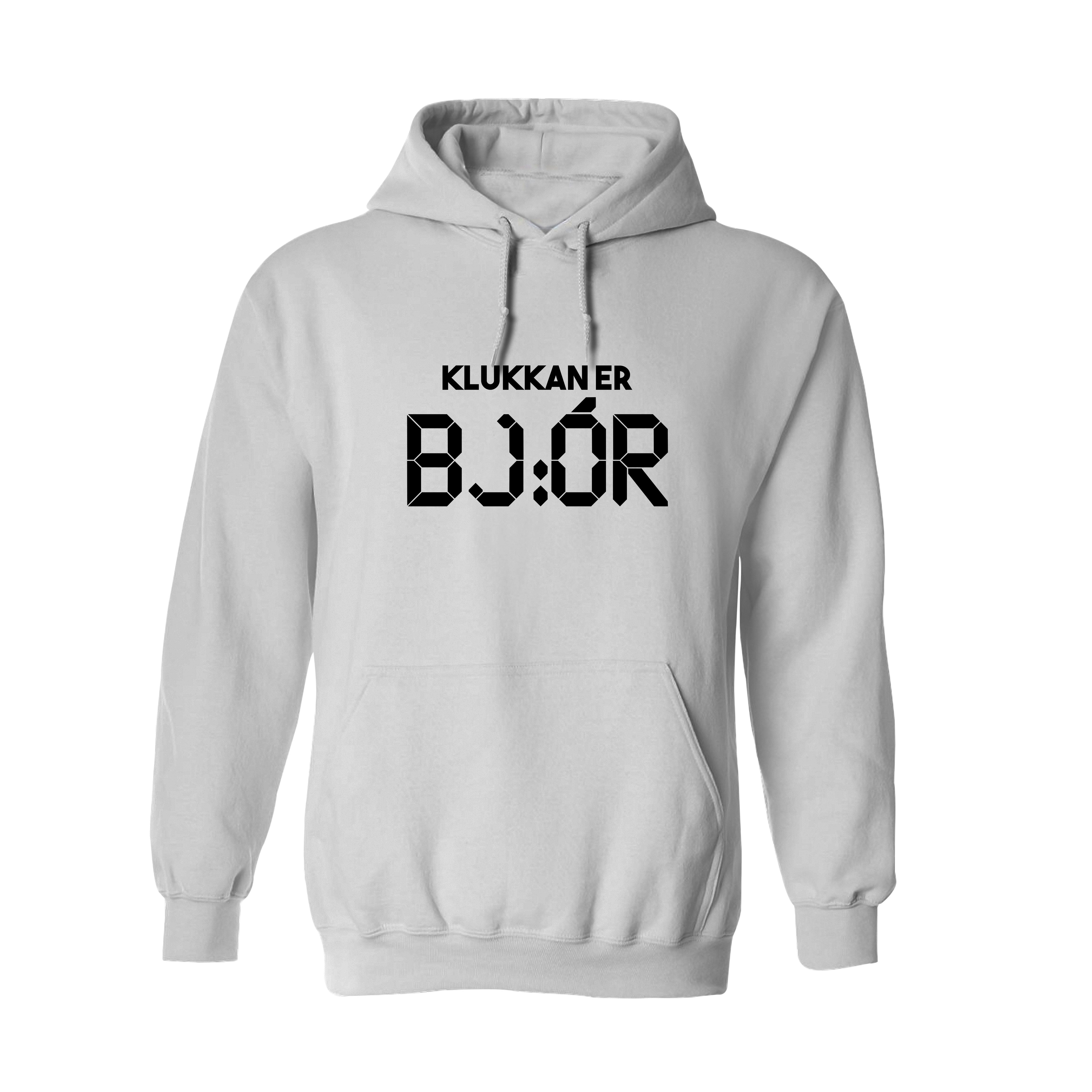 KLUKKAN ER BJÓR - Hettupeysa - Hvít